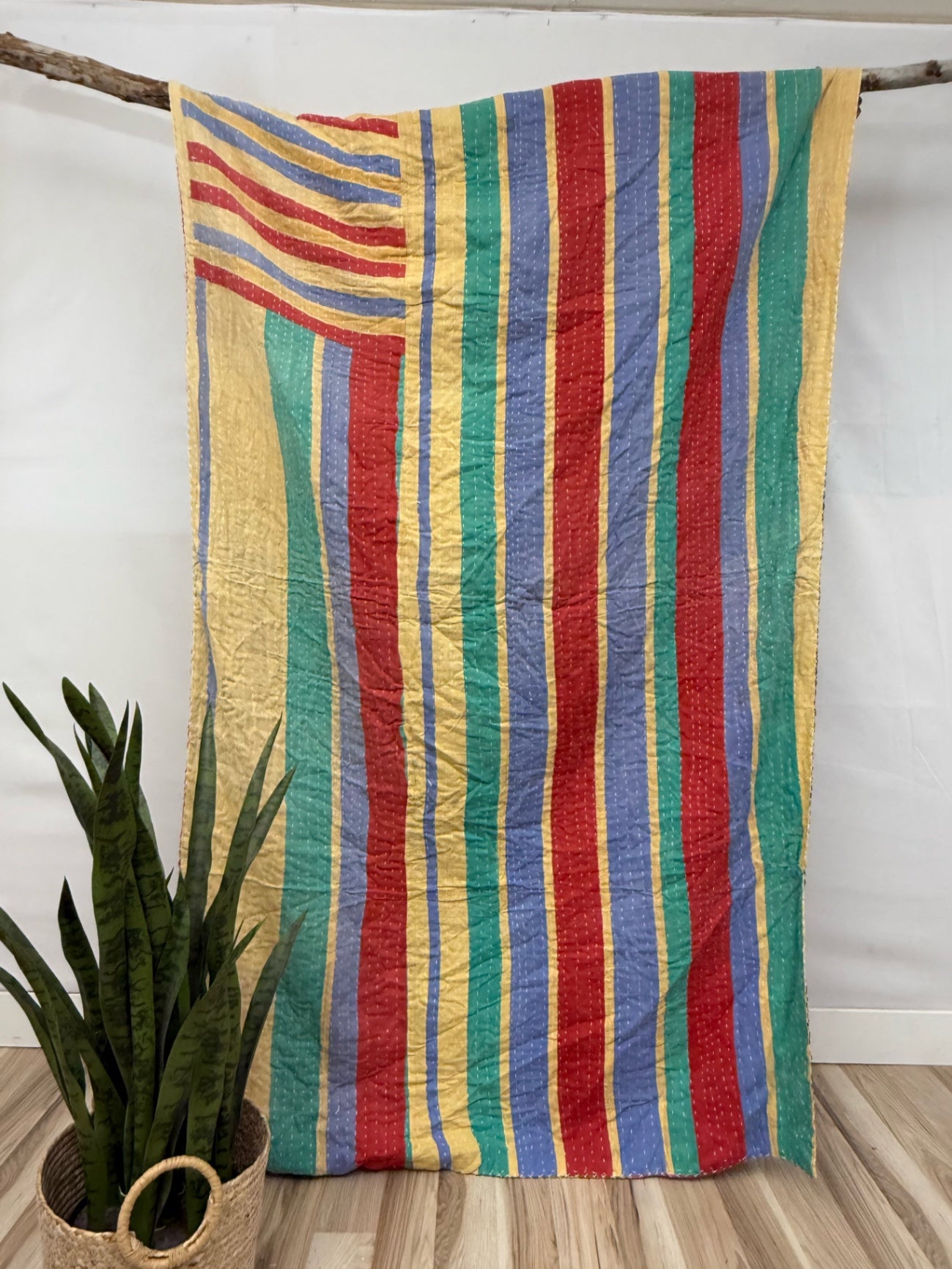 Vintage Cotton Kantha Quilt - Twin