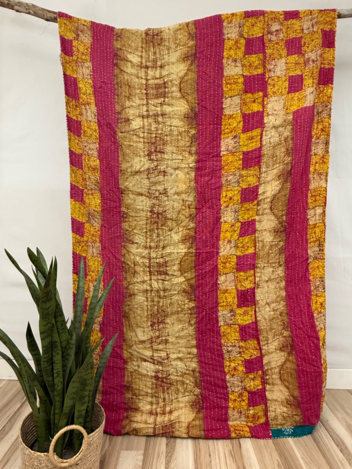 Vintage Cotton Kantha Quilt - Twin