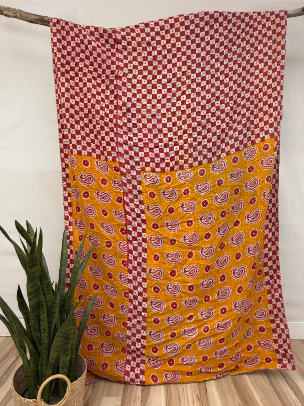 Vintage Cotton Kantha Quilt - Twin