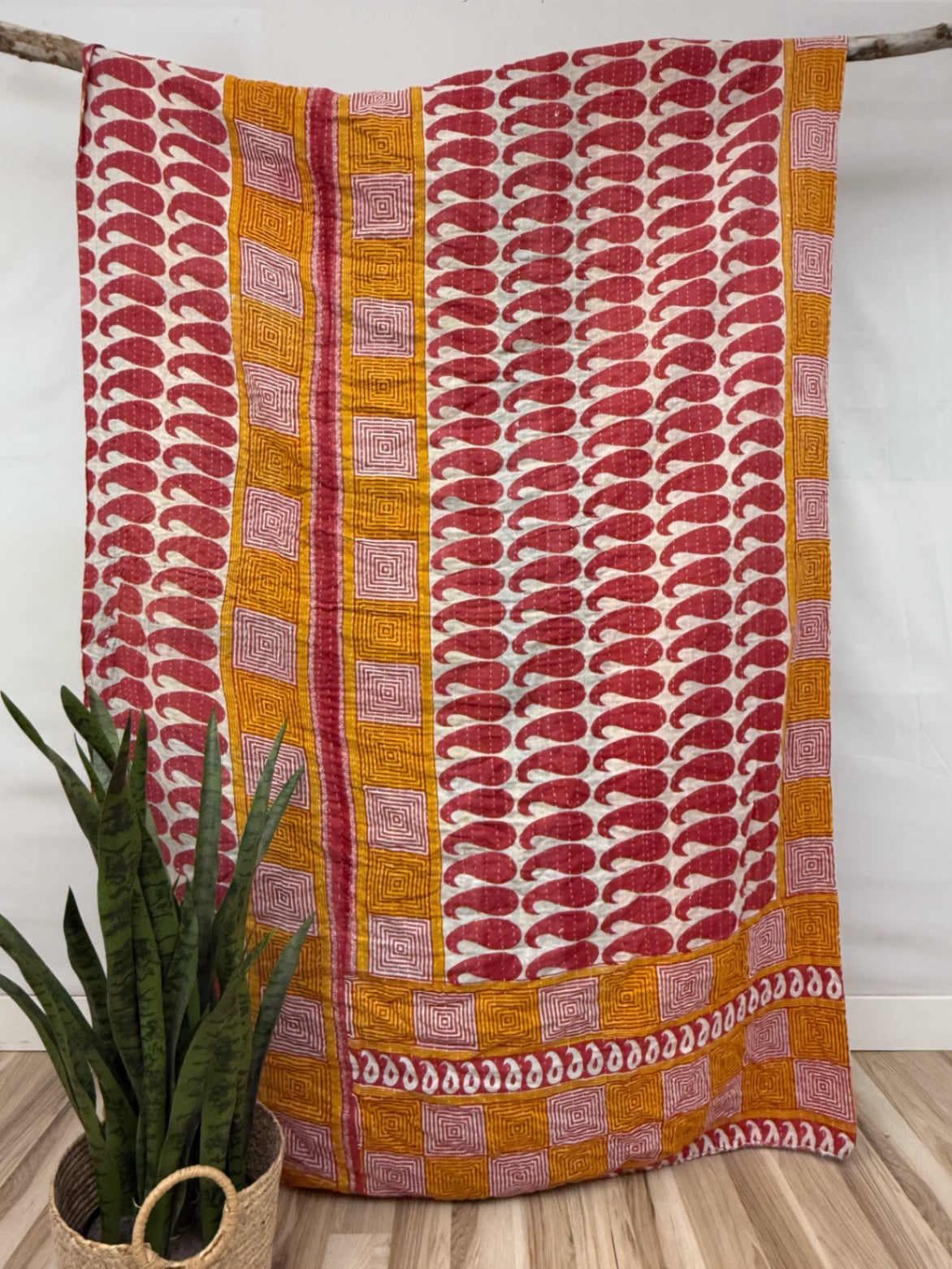 Vintage Cotton Kantha Quilt - Twin