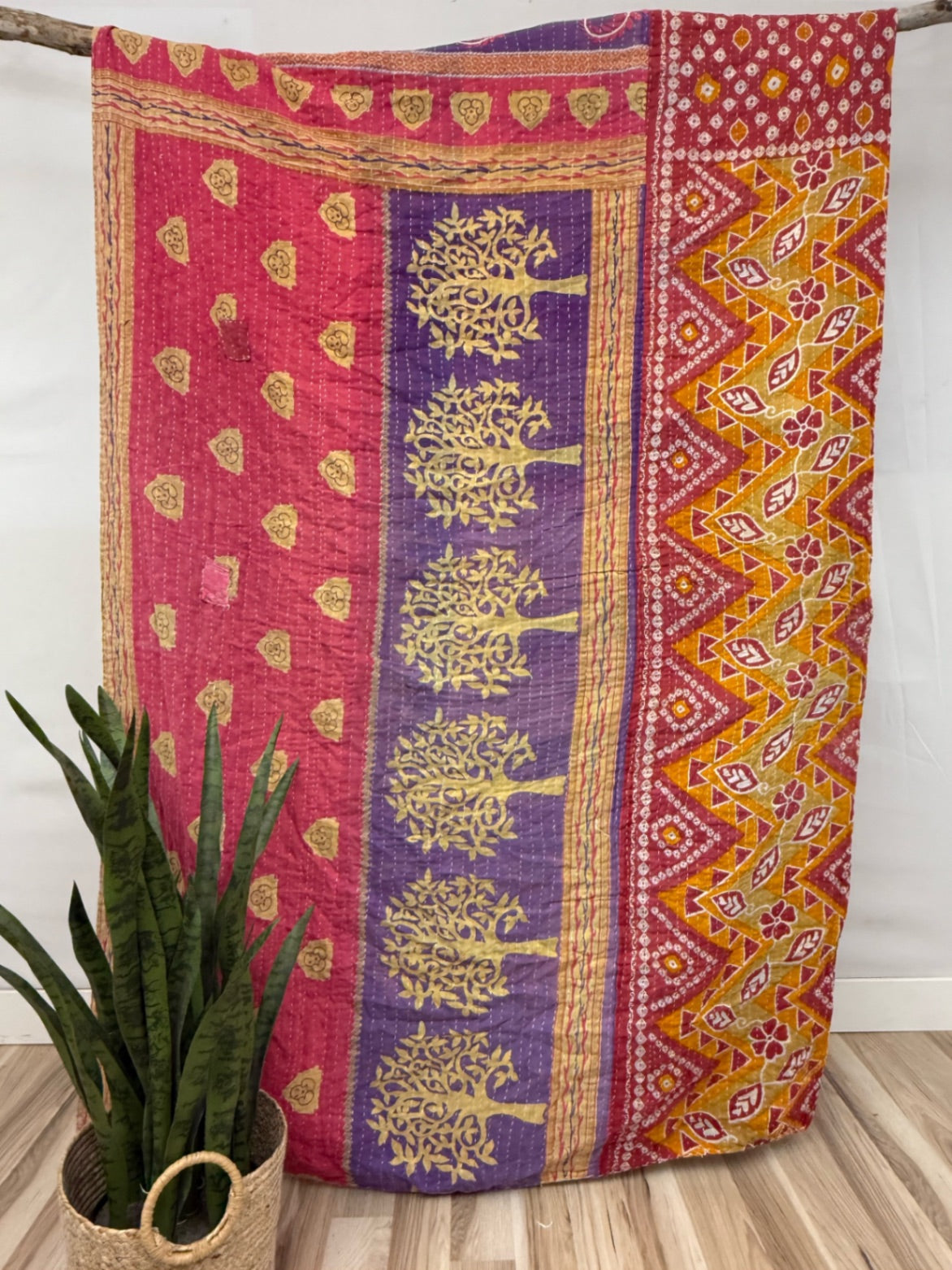 Vintage Cotton Kantha Quilt - Twin