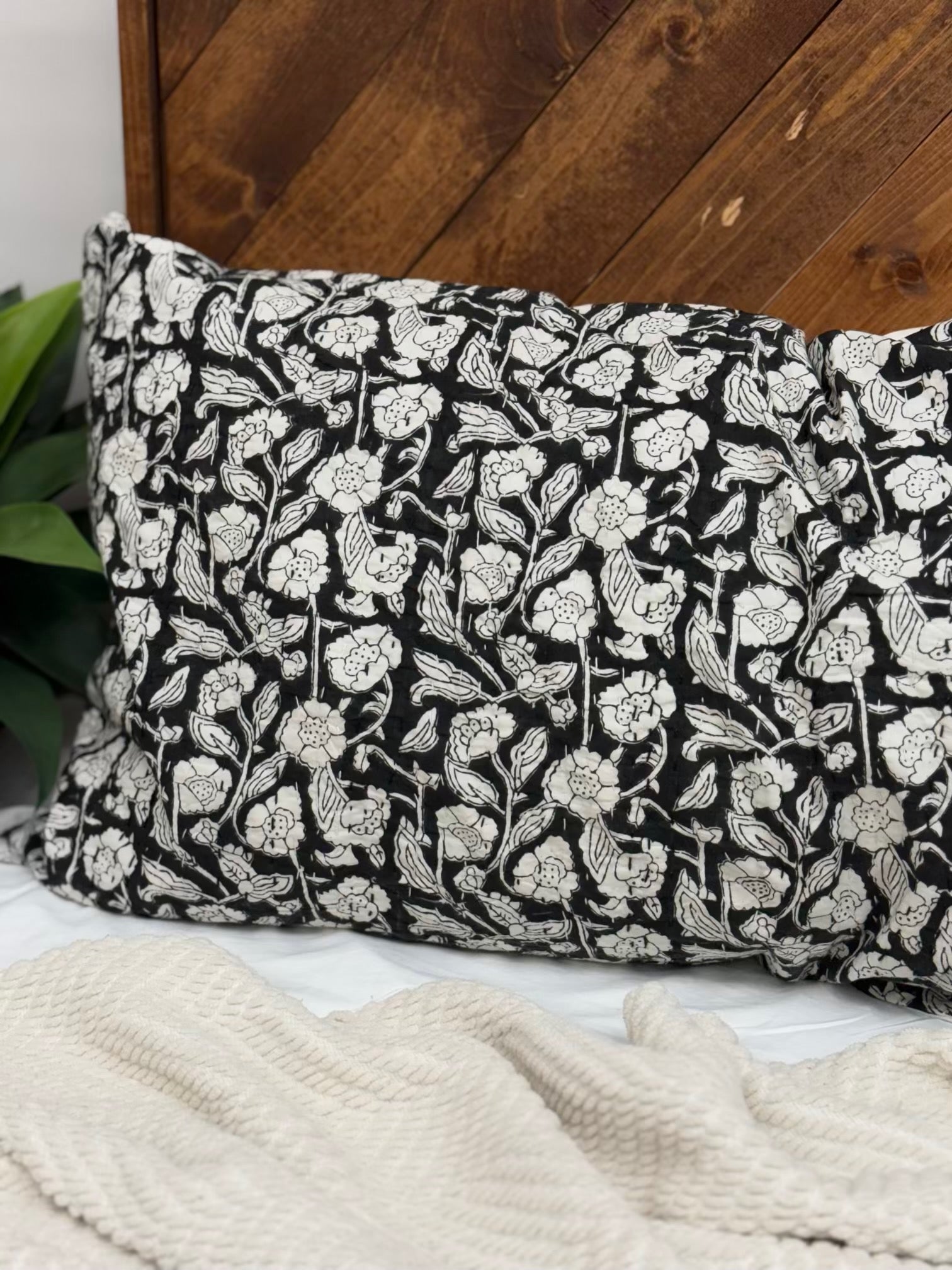 Rajani Blooms Block Print Cotton Kantha Sham