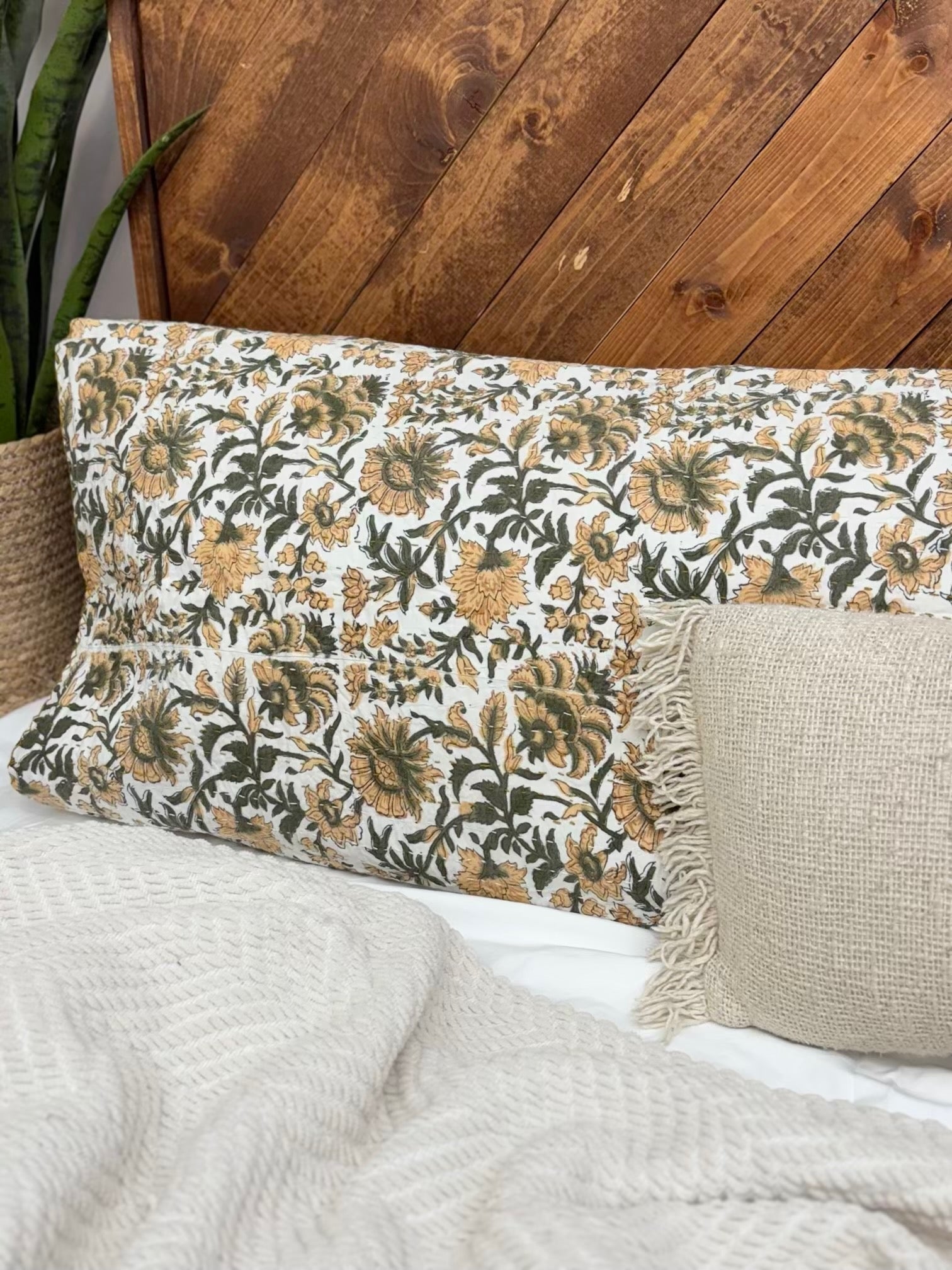 Harvest Vines Block Print Cotton Kantha Sham