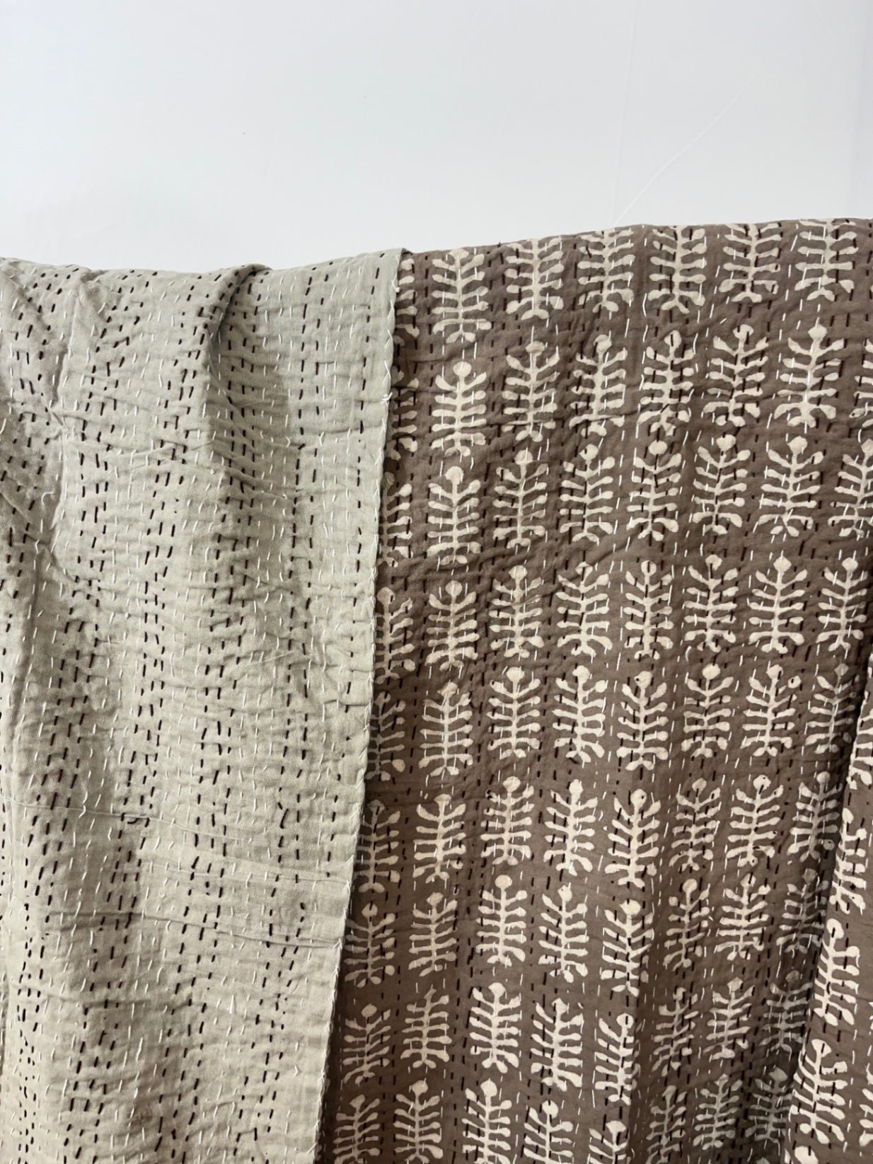 Sundari Sandstorm Block Print Cotton Kantha Quilt