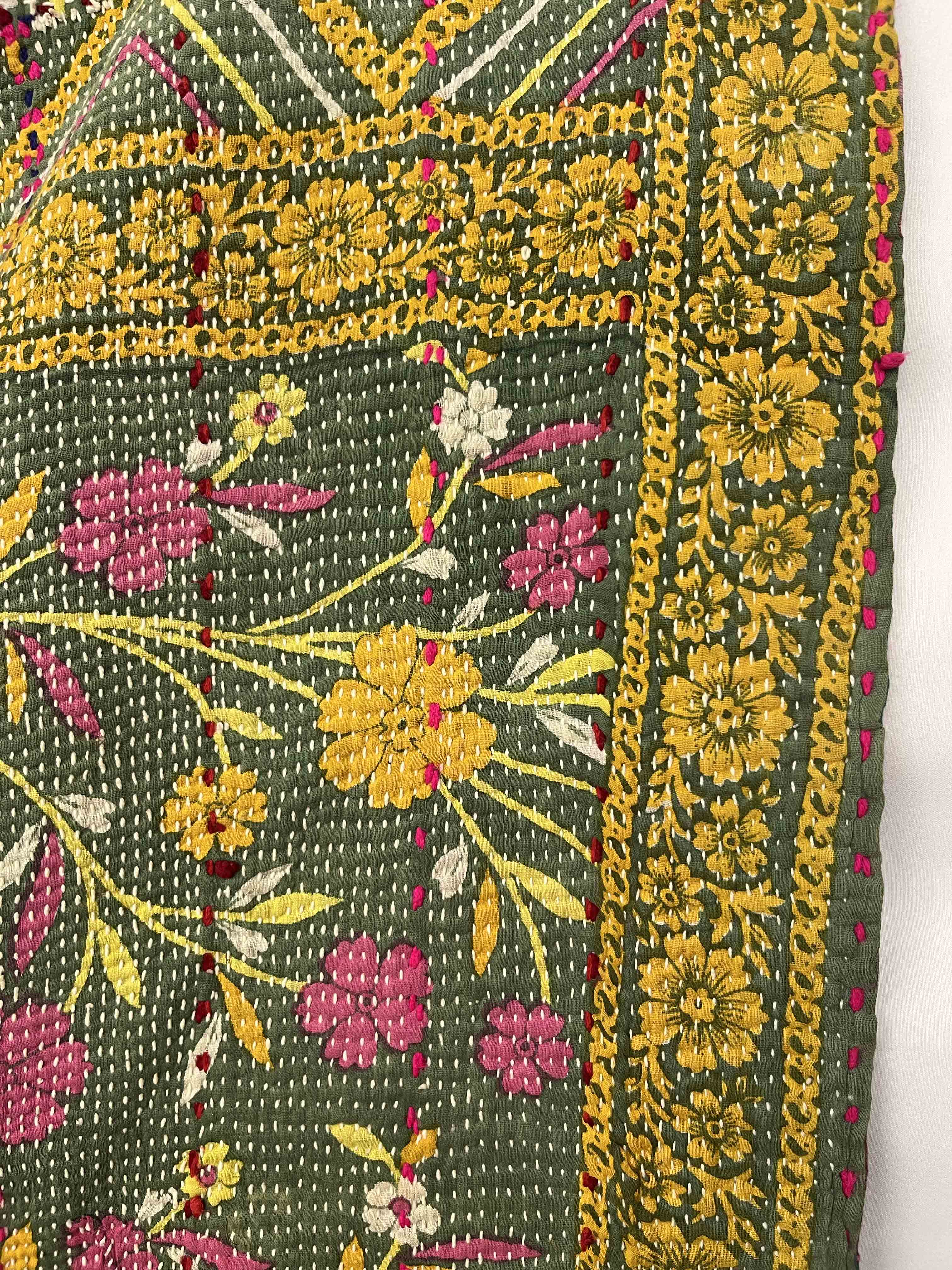 Vintage Village Kantha Quilt / Rug
