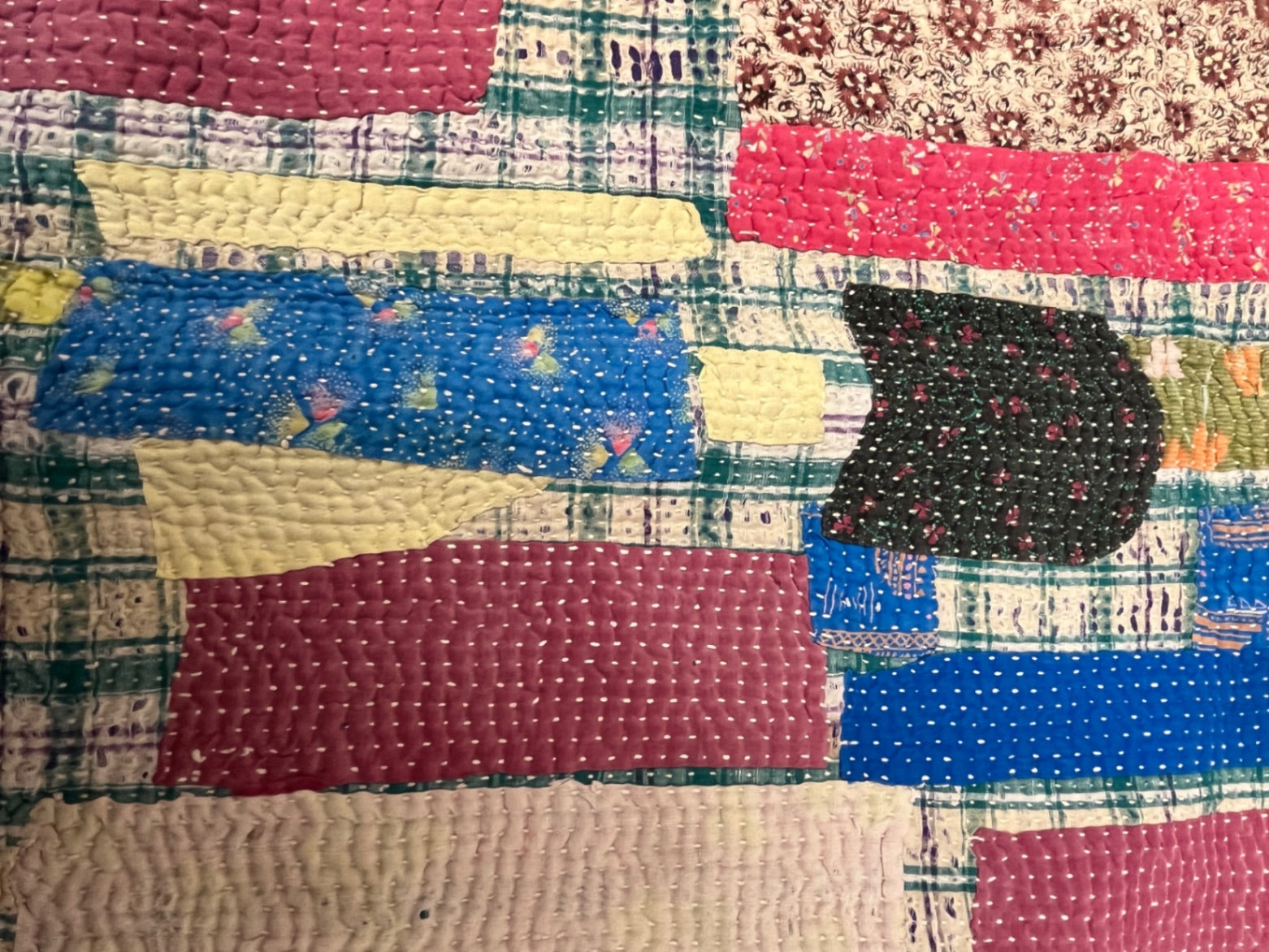 Vintage Village Kantha Quilt / Rug