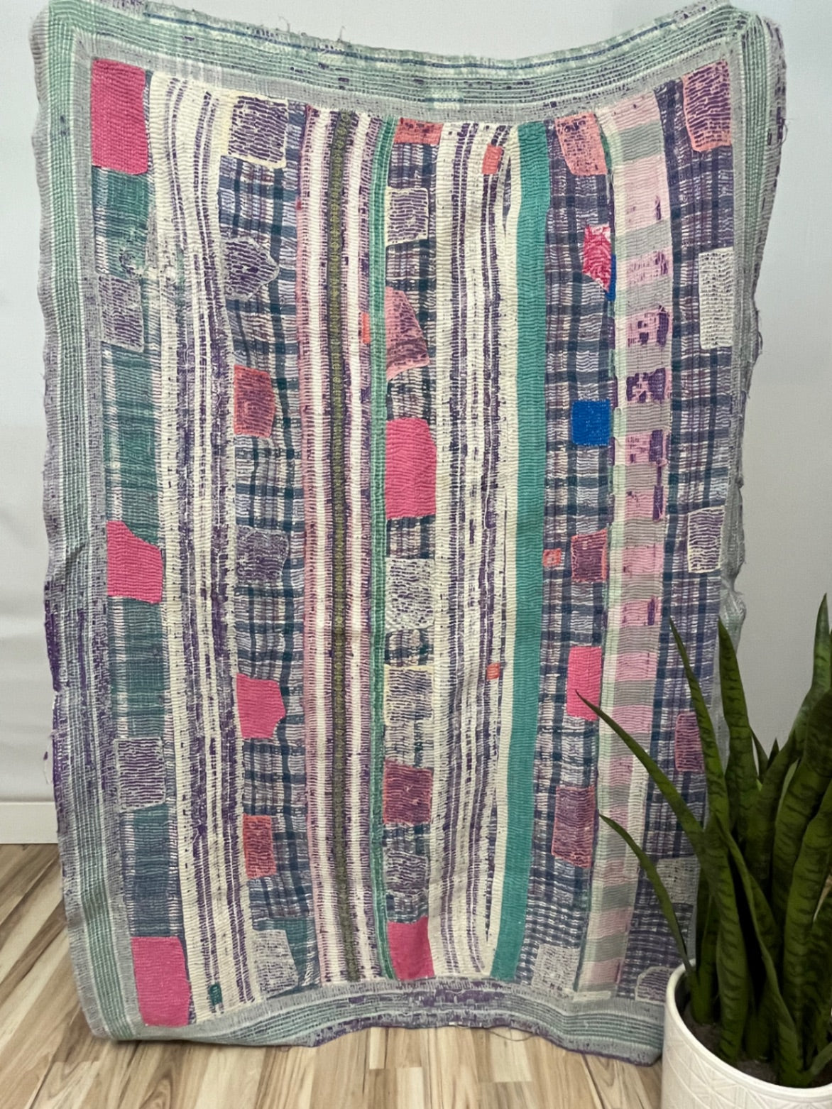 Vintage Village Kantha Quilt / Rug