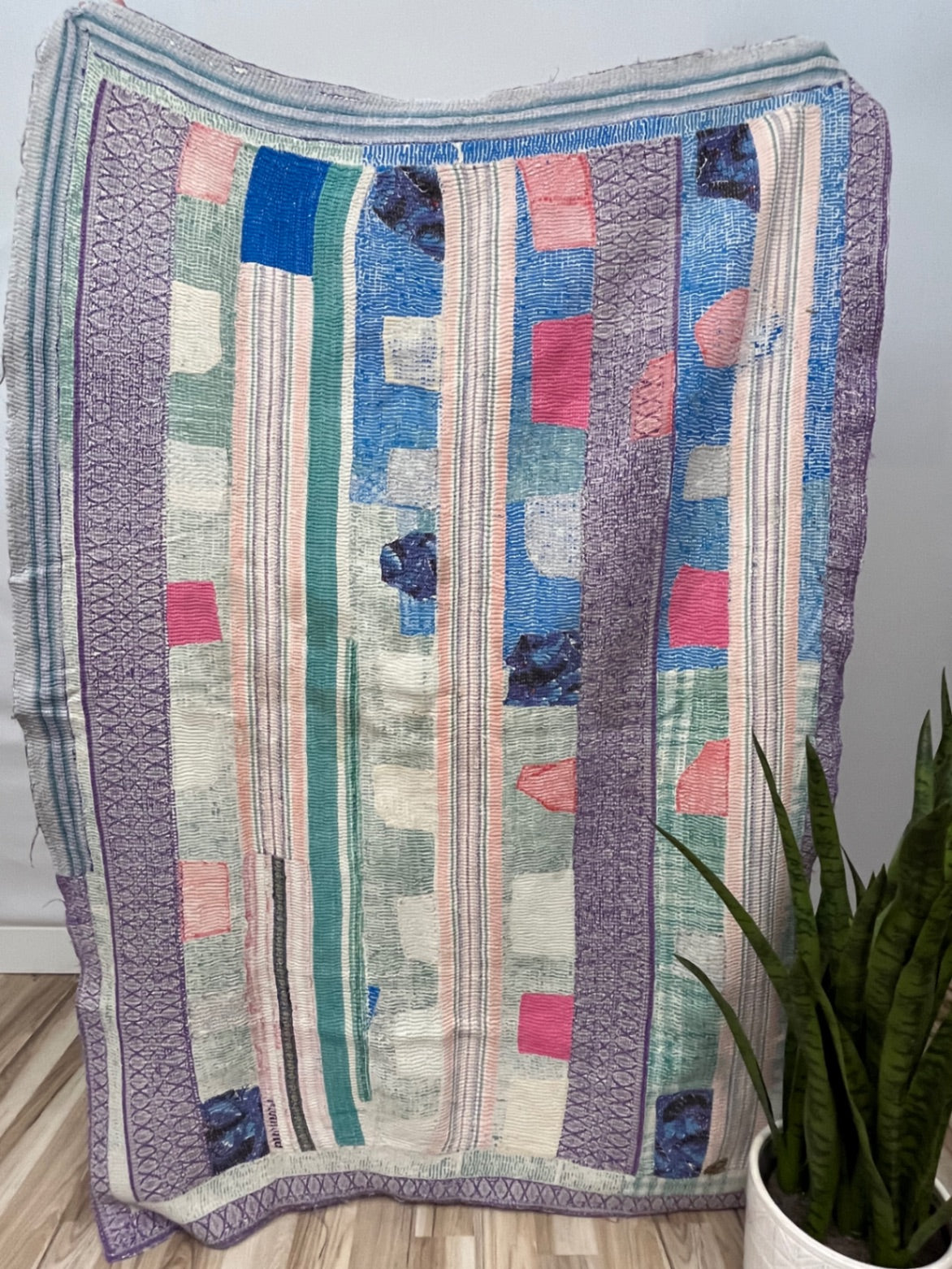 Vintage Village Kantha Quilt / Rug