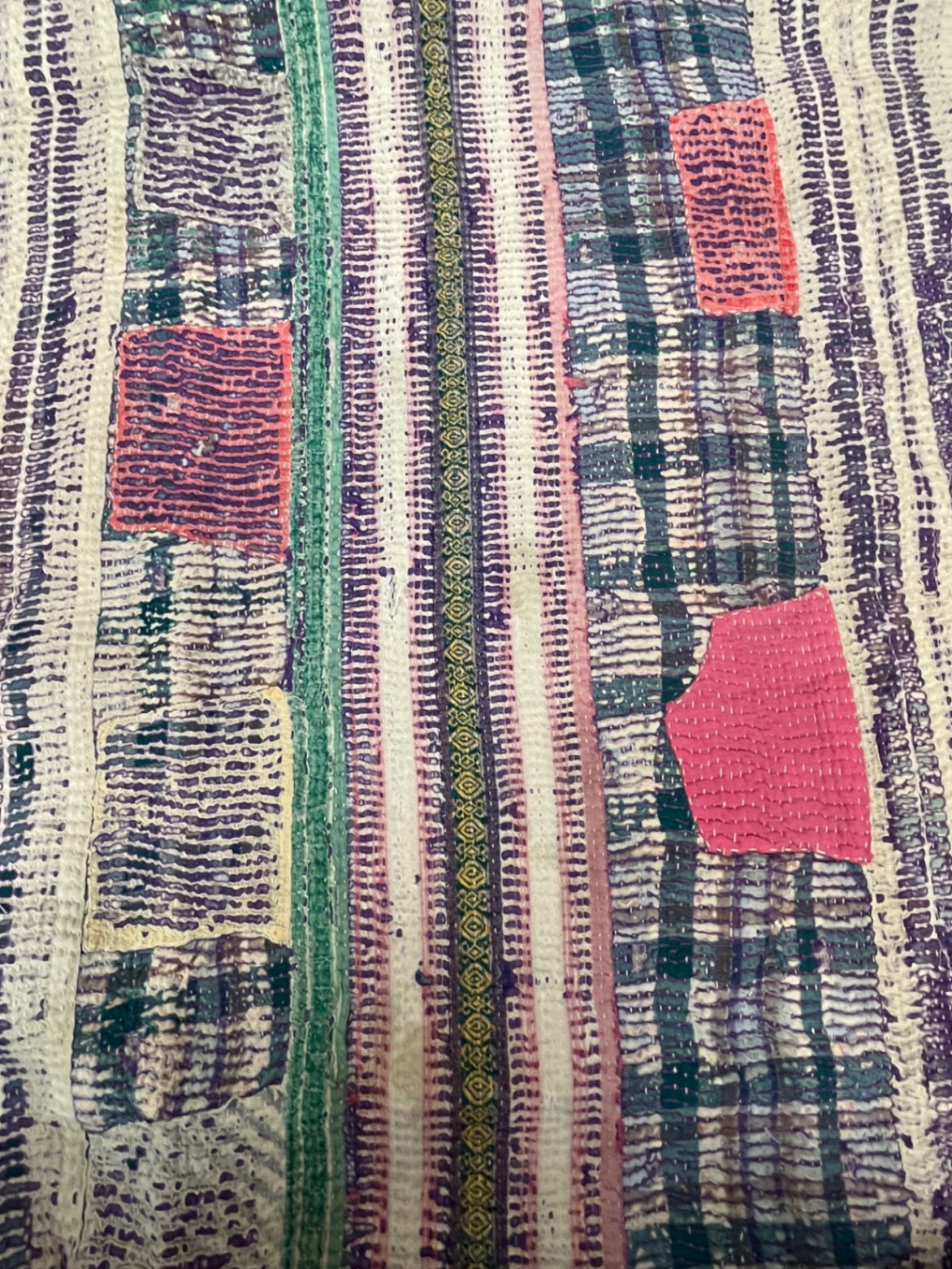 Vintage Village Kantha Quilt / Rug