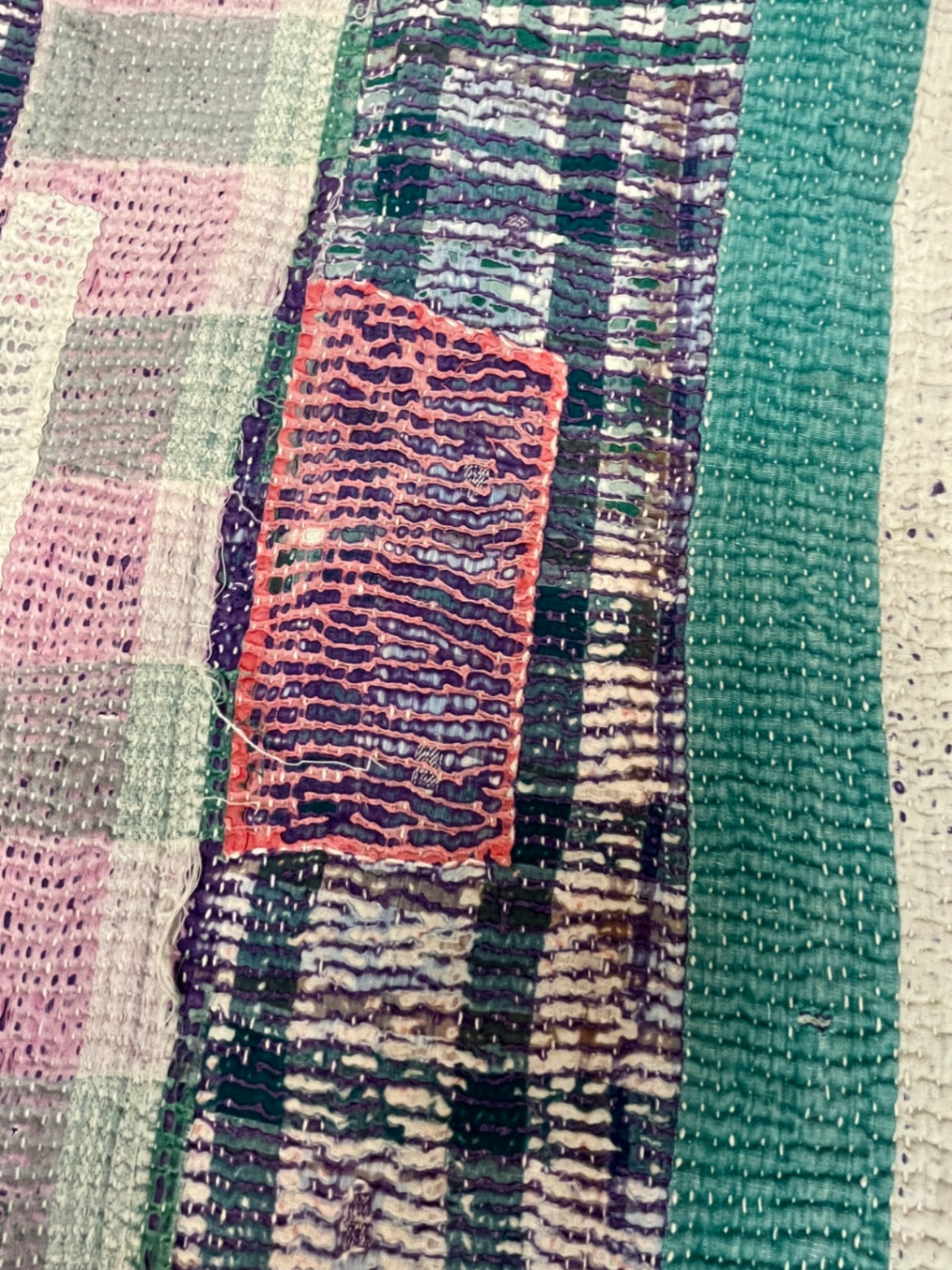 Vintage Village Kantha Quilt / Rug