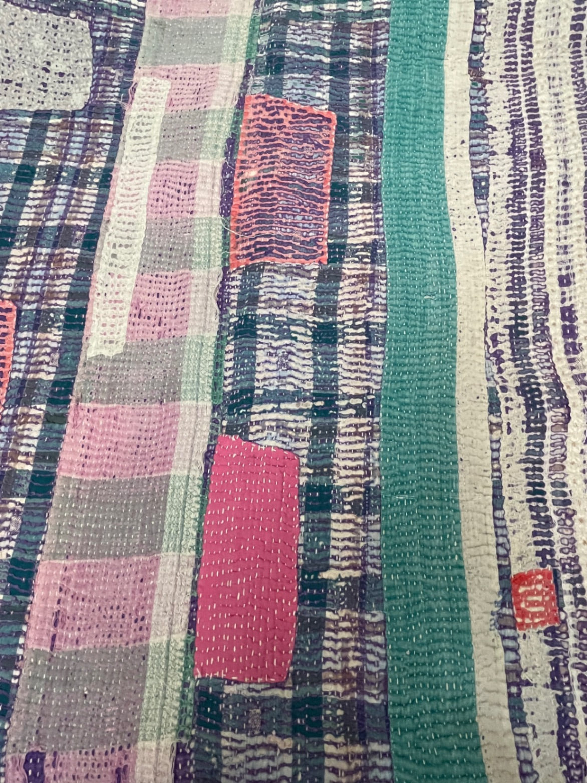 Vintage Village Kantha Quilt / Rug
