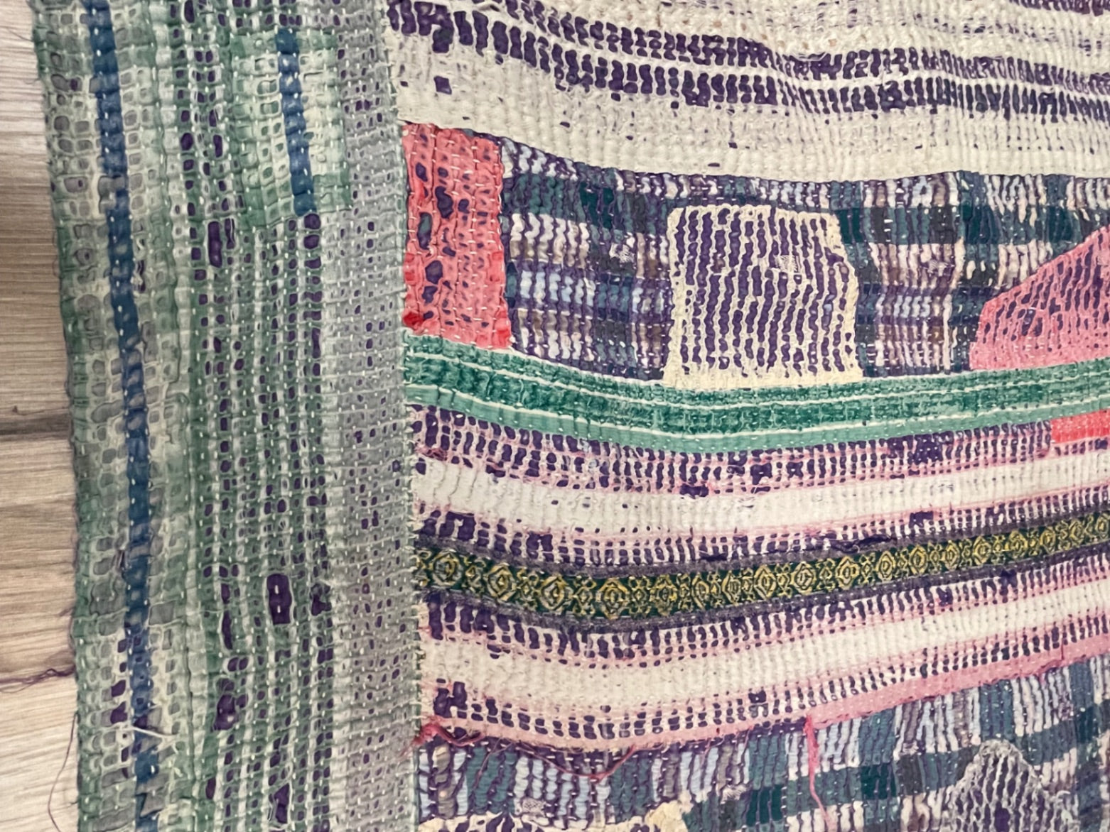Vintage Village Kantha Quilt / Rug