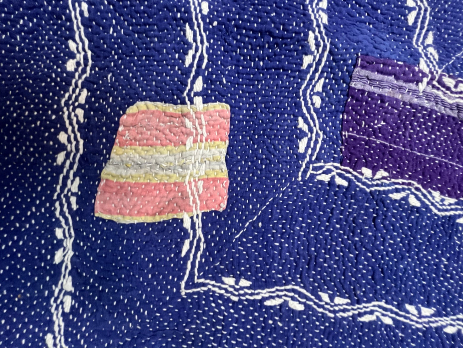 Vintage Village Kantha Quilt / Rug