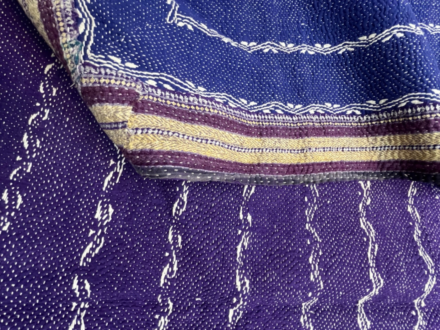 Vintage Village Kantha Quilt / Rug
