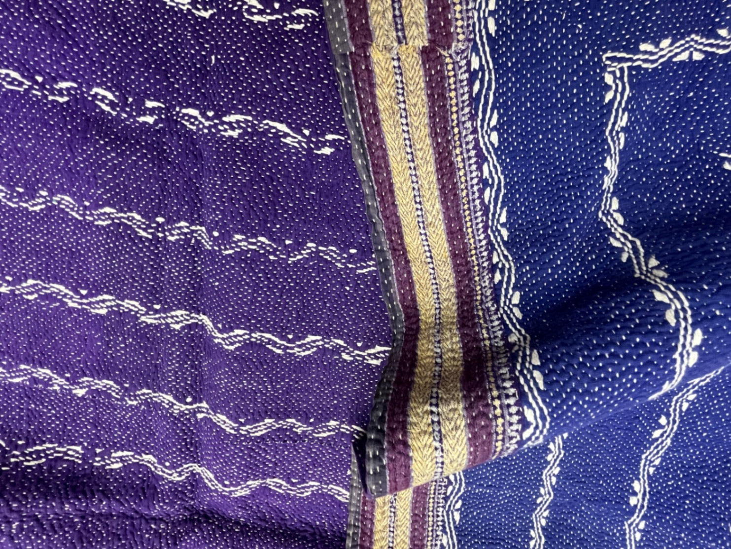 Vintage Village Kantha Quilt / Rug