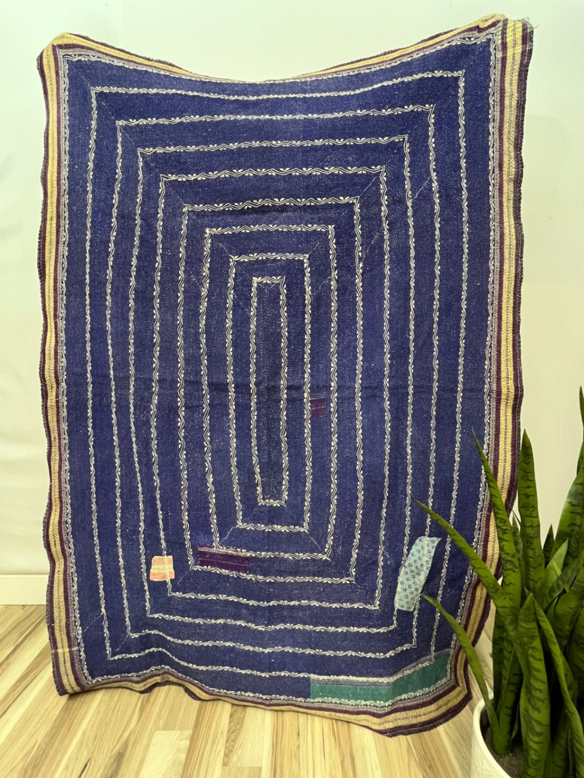 Vintage Village Kantha Quilt / Rug