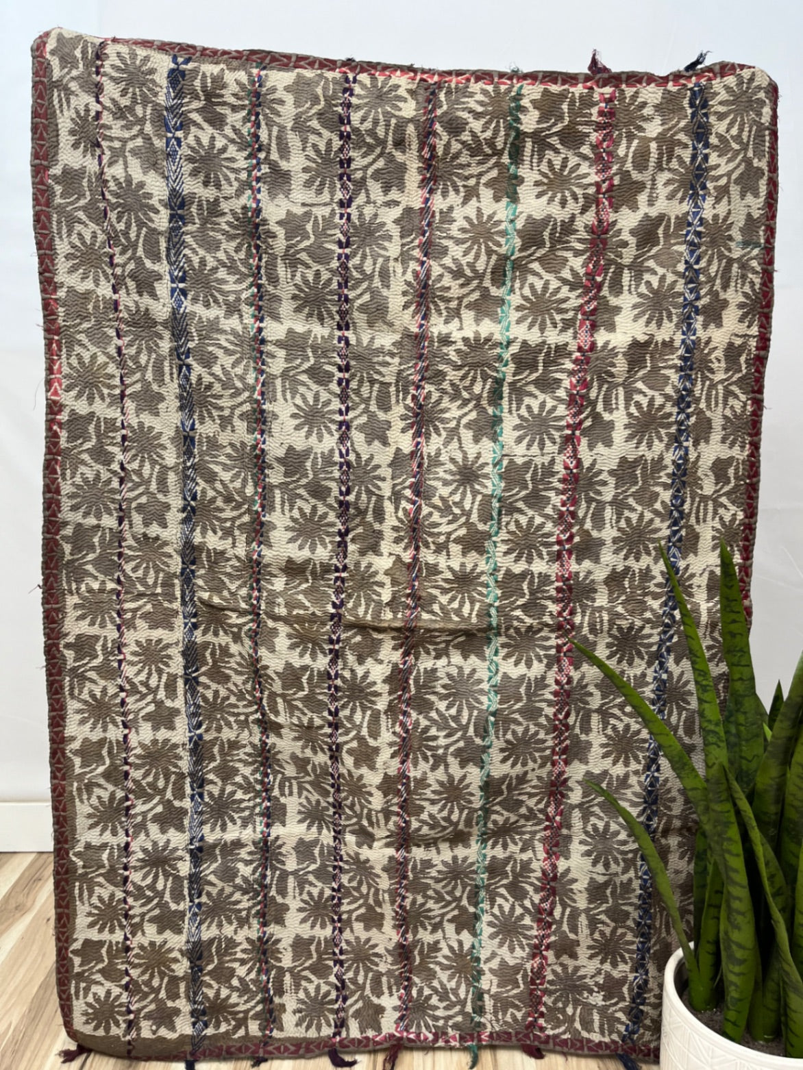 Vintage Village Kantha Quilt / Rug