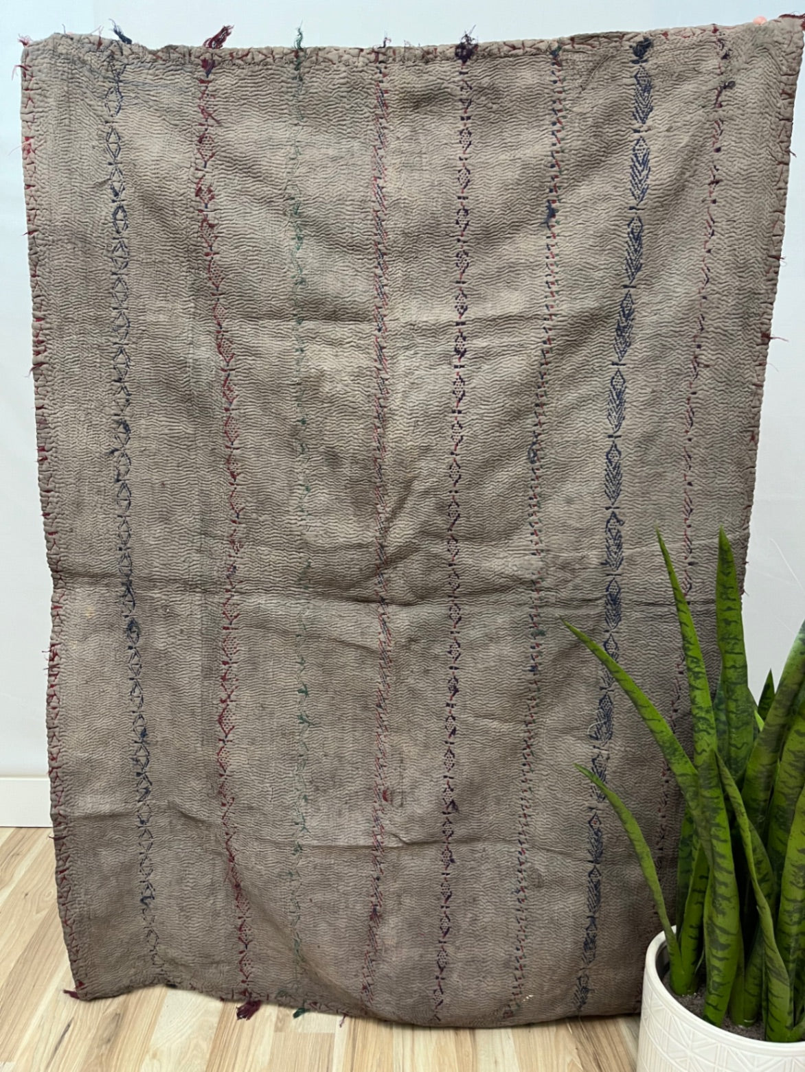 Vintage Village Kantha Quilt / Rug