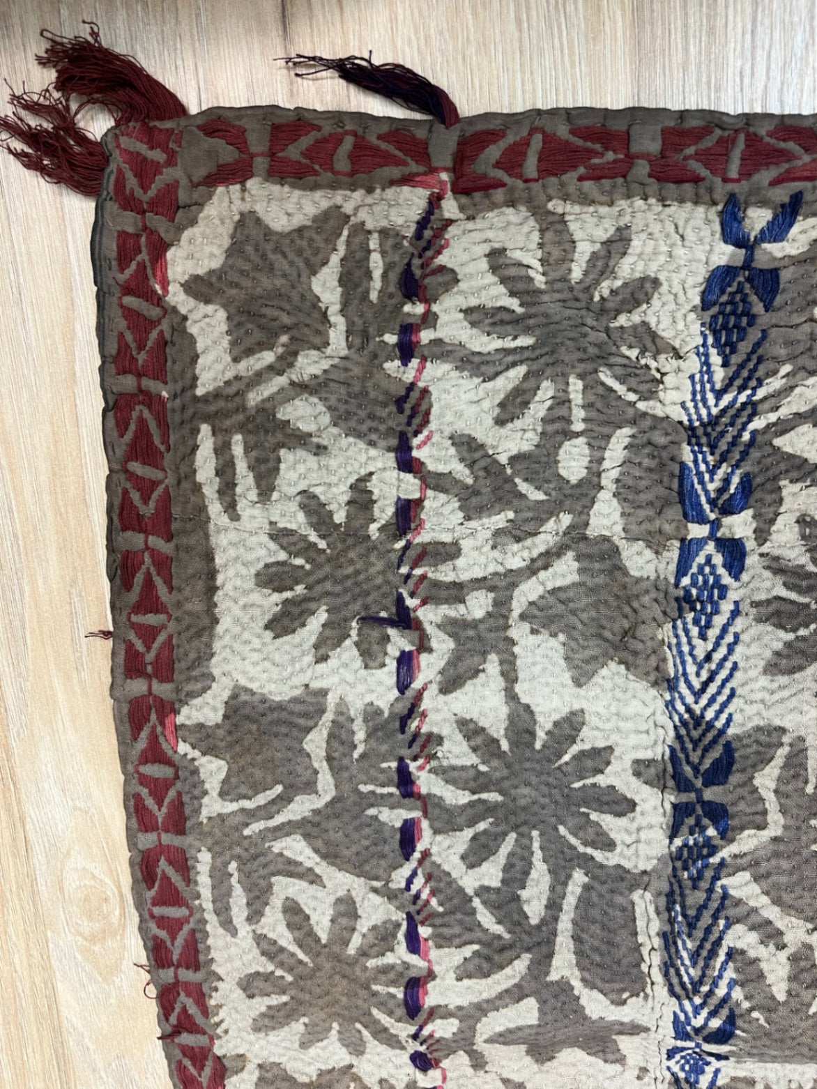 Vintage Village Kantha Quilt / Rug