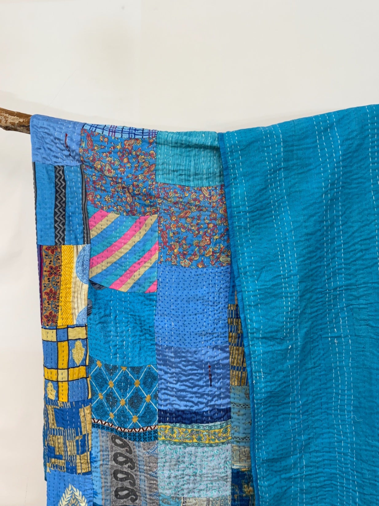 Patchwork Silk Kantha Quilt Queen