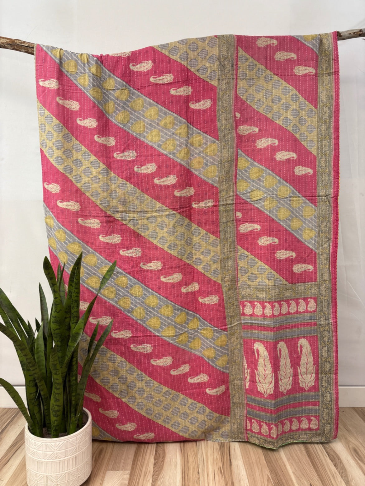 Twin Vintage Cotton Kantha Quilt