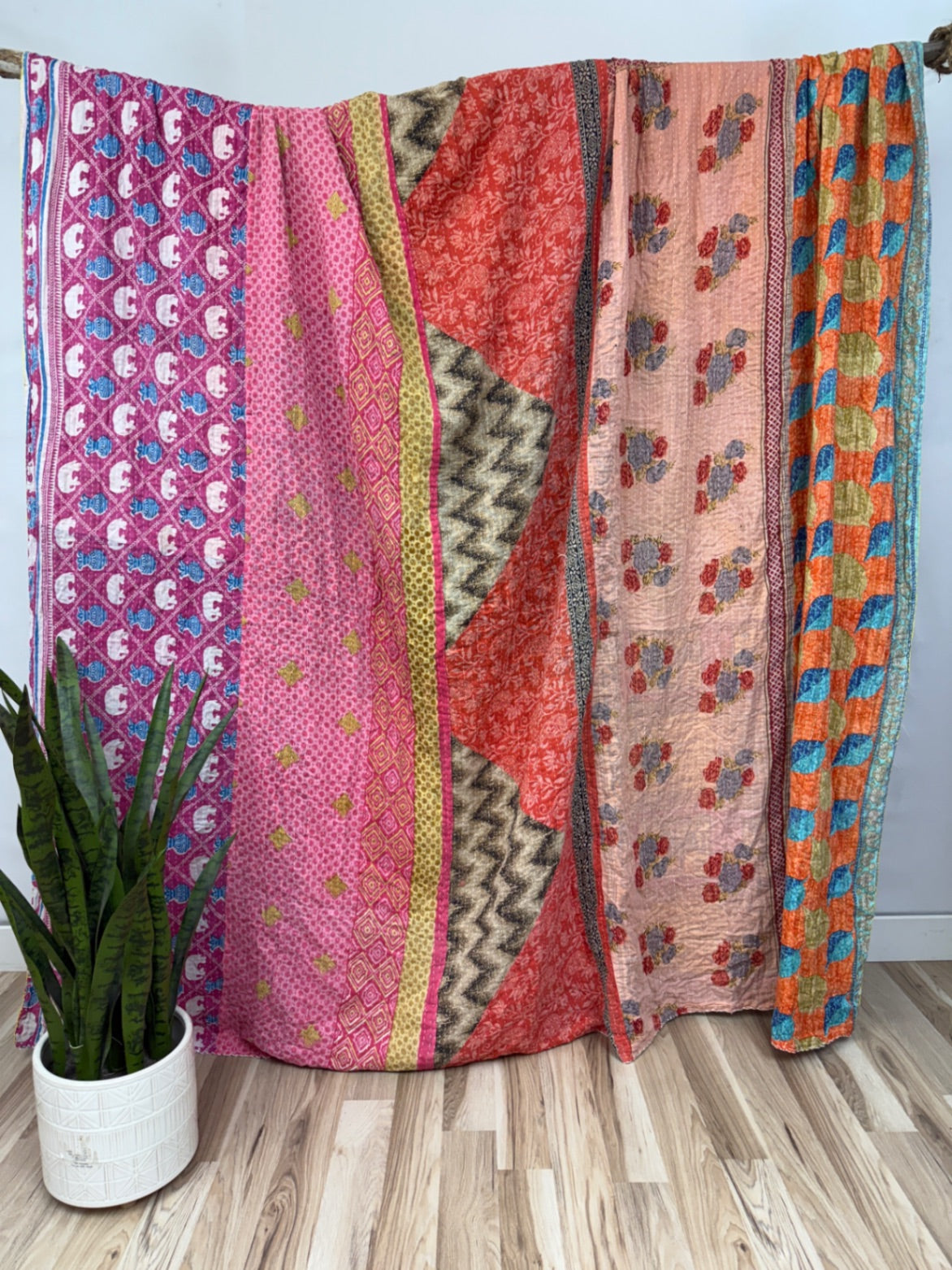 Queen Vintage Cotton Kantha Quilt