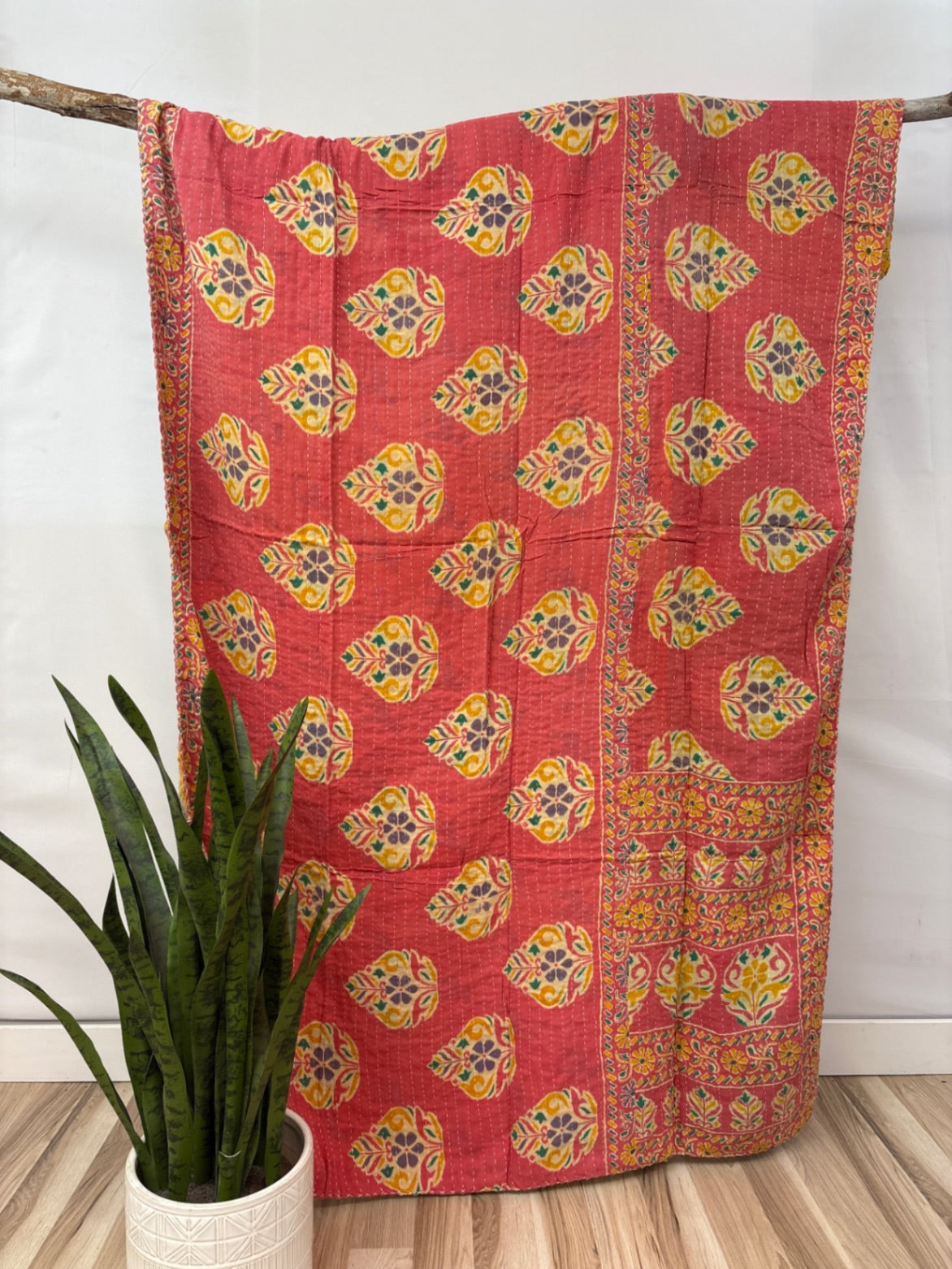 Twin Vintage Cotton Kantha Quilt