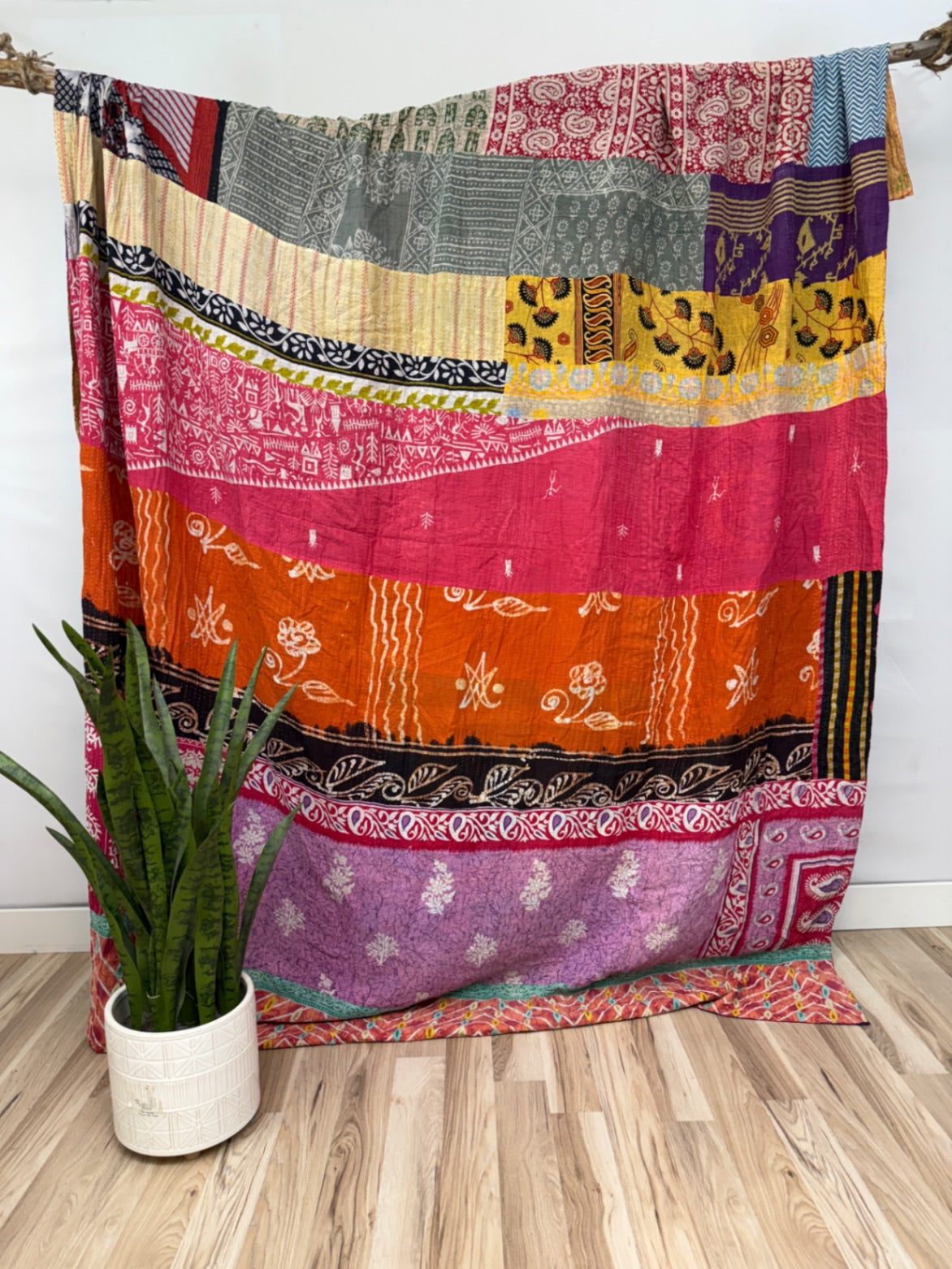 Queen Vintage Cotton Kantha Quilt