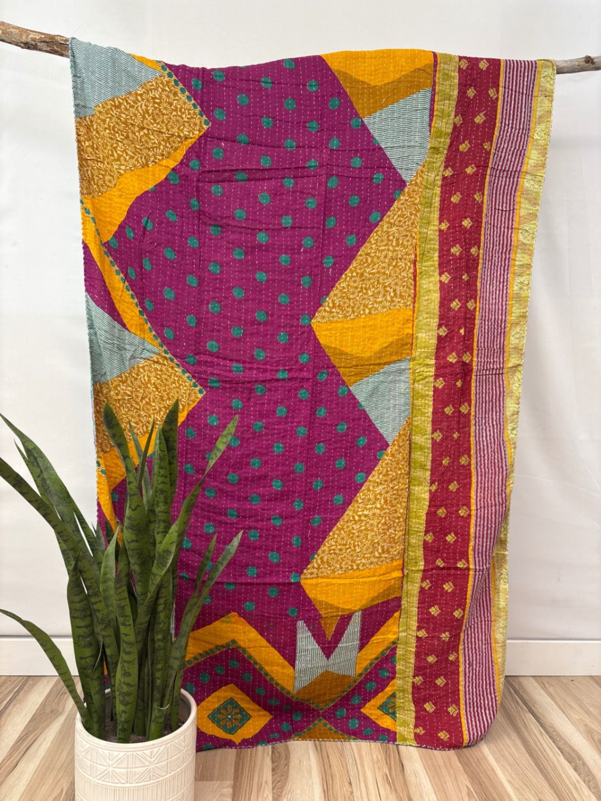 Twin Vintage Cotton Kantha Quilt