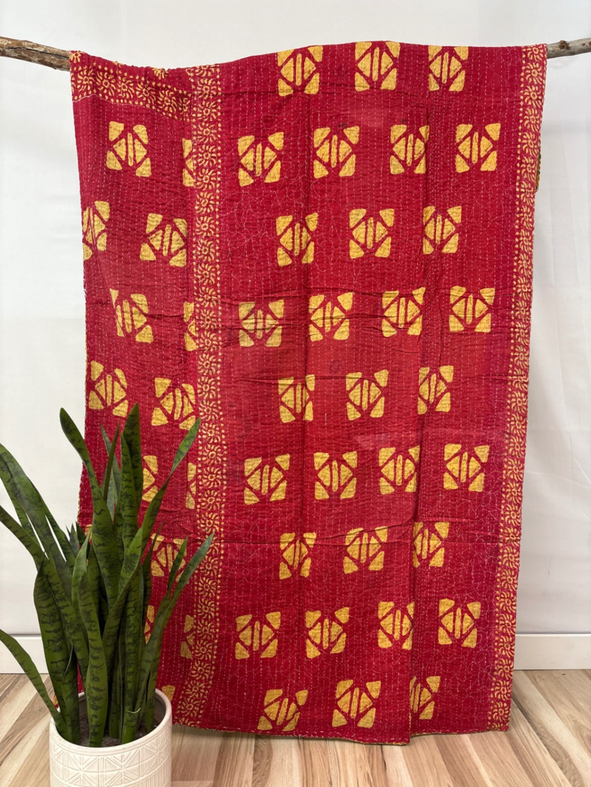 Twin Vintage Cotton Kantha Quilt