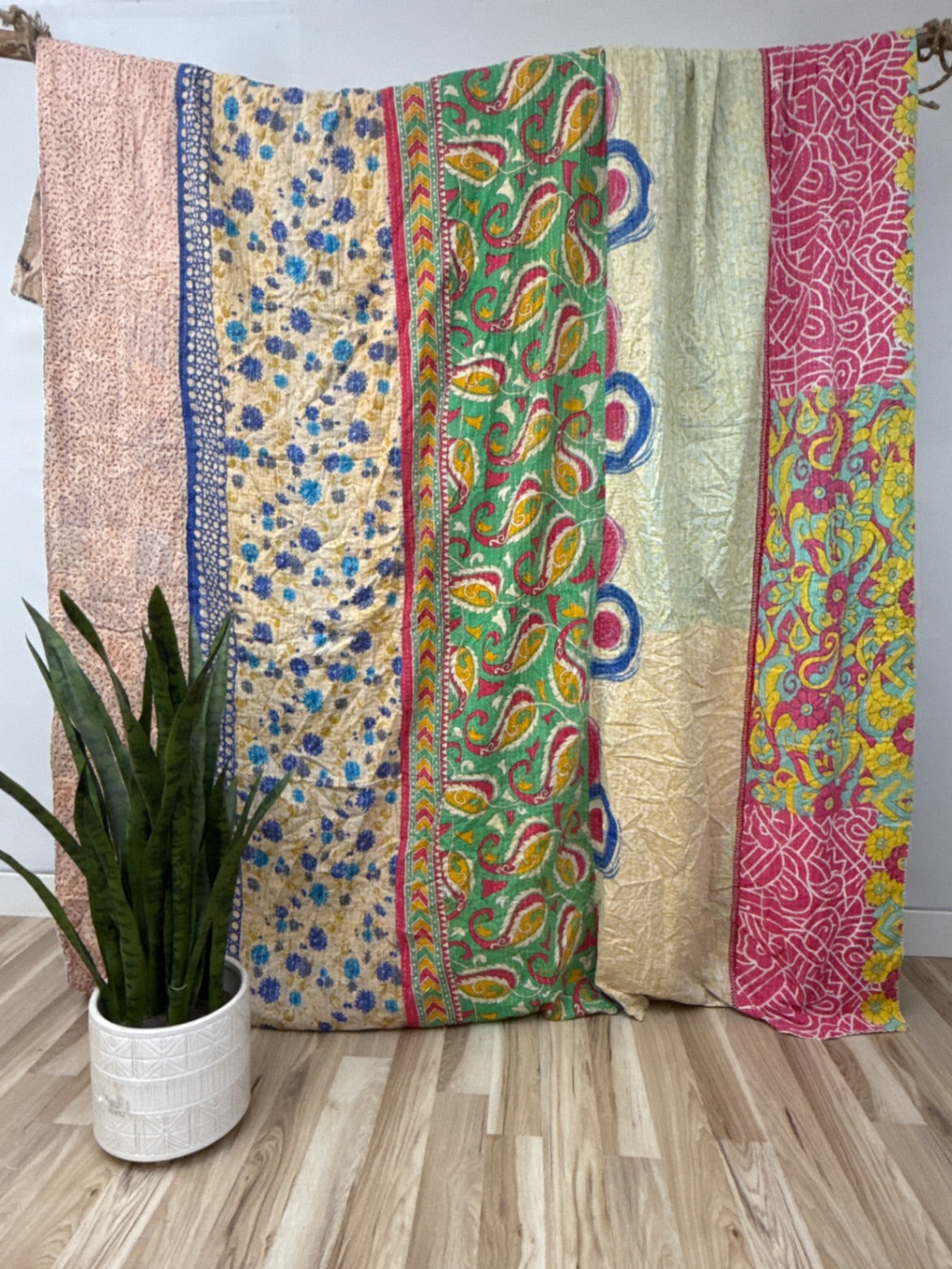 Queen Vintage Cotton Kantha Quilt