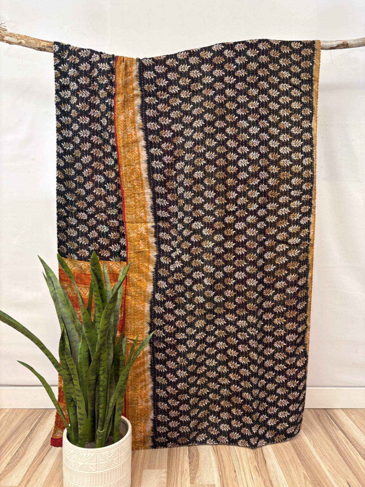 Twin Vintage Cotton Kantha Quilt