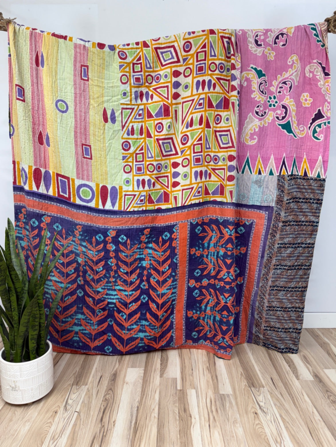 Queen Vintage Cotton Kantha Quilt