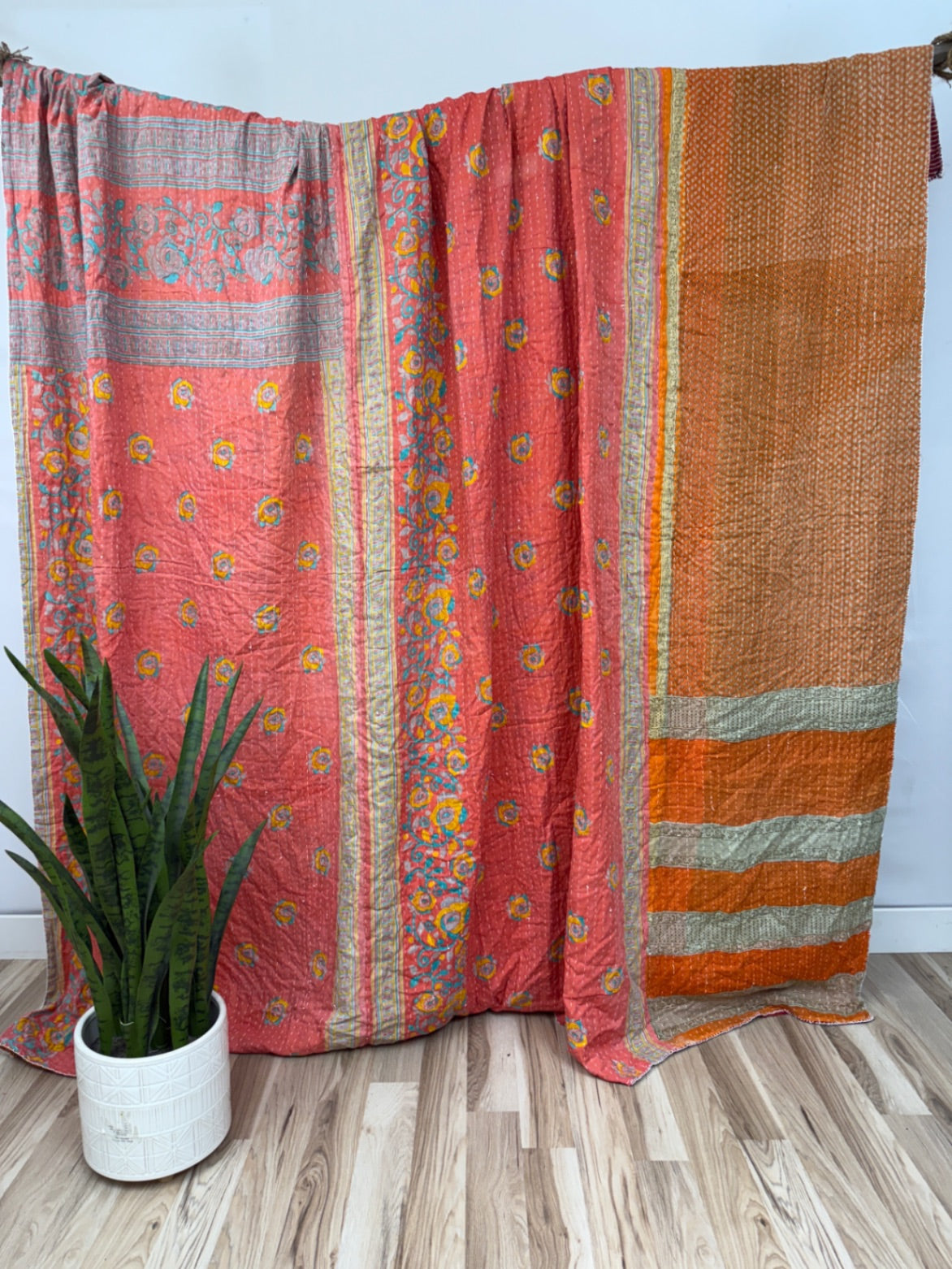 Queen Vintage Cotton Kantha Quilt