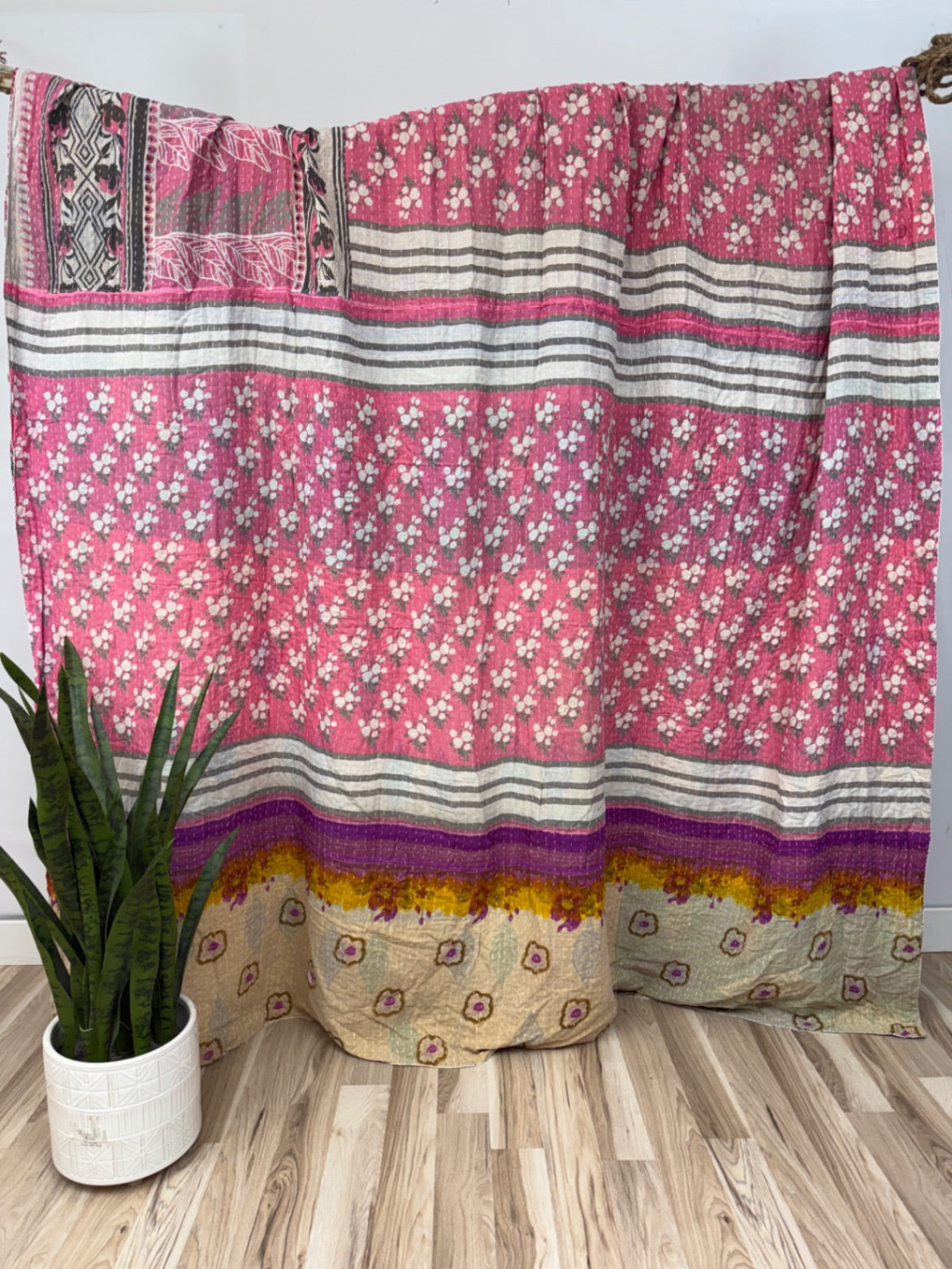 Queen Vintage Cotton Kantha Quilt