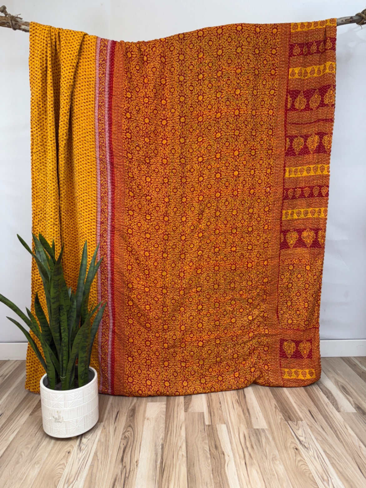 Queen Vintage Cotton Kantha Quilt