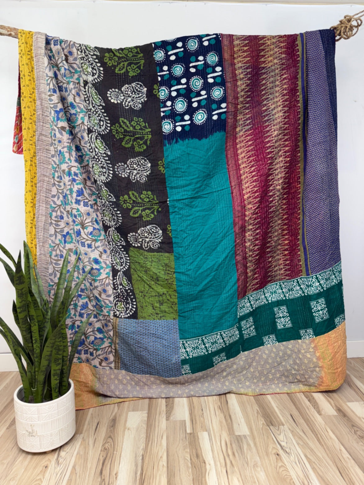 Queen Vintage Cotton Kantha Quilt