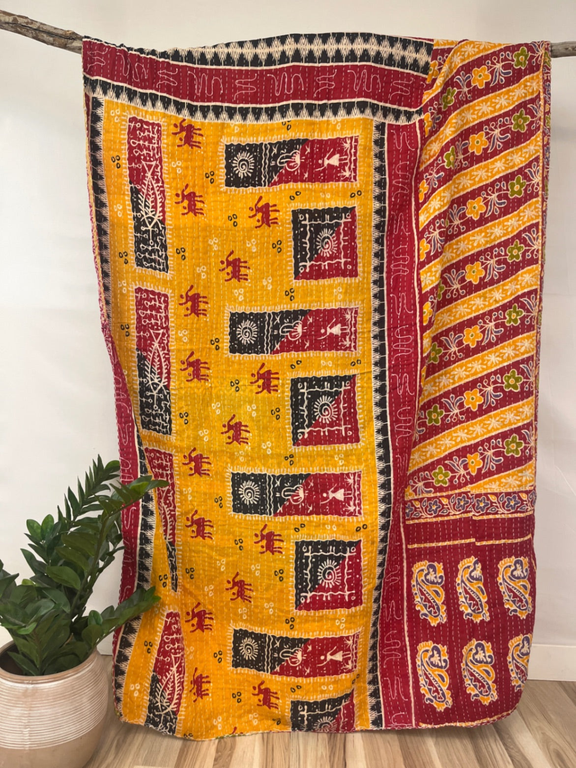 Twin Vintage Cotton Kantha Quilt