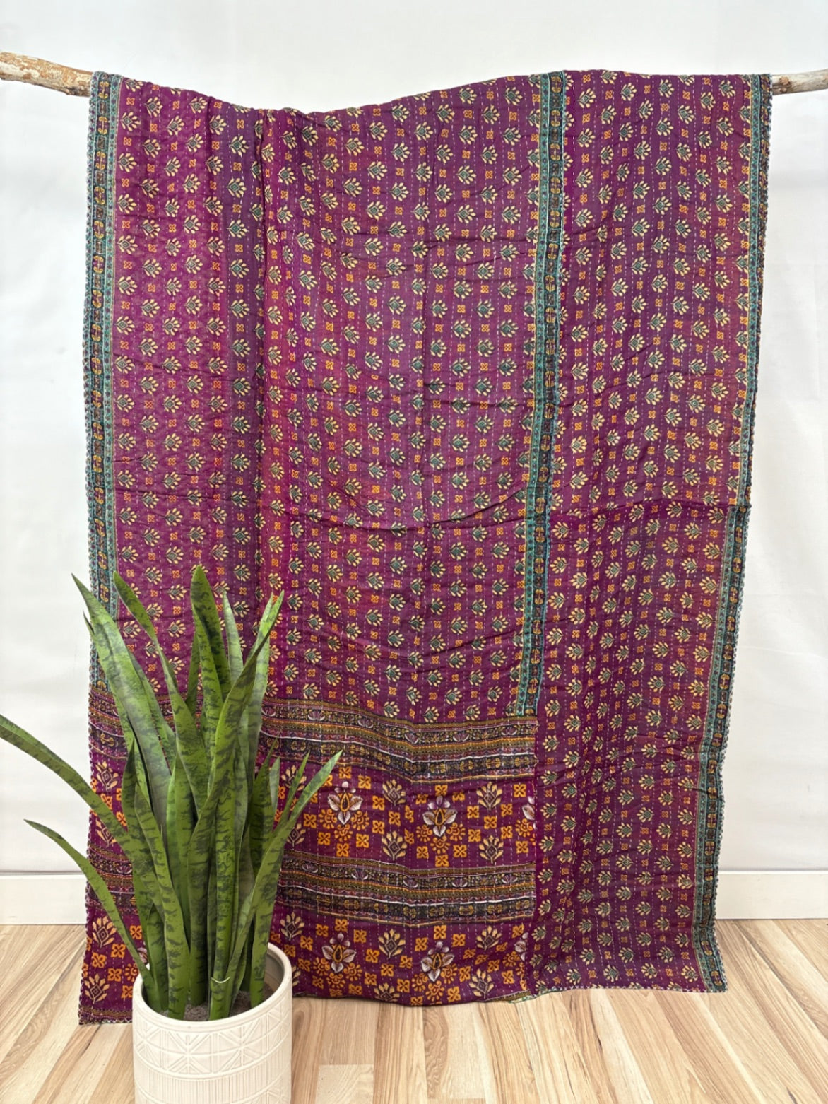 Twin Vintage Cotton Kantha Quilt
