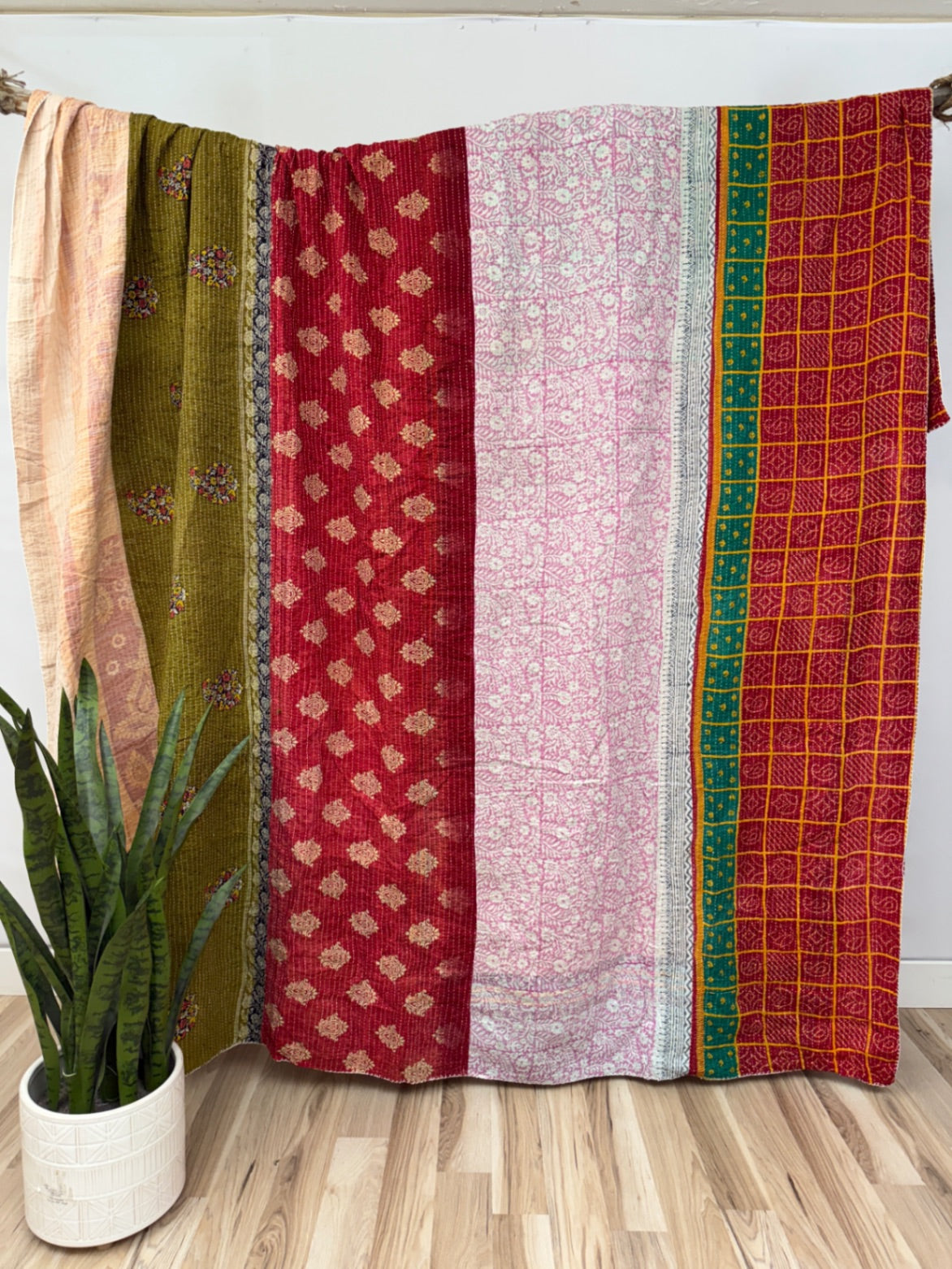 Queen Vintage Cotton Kantha Quilt