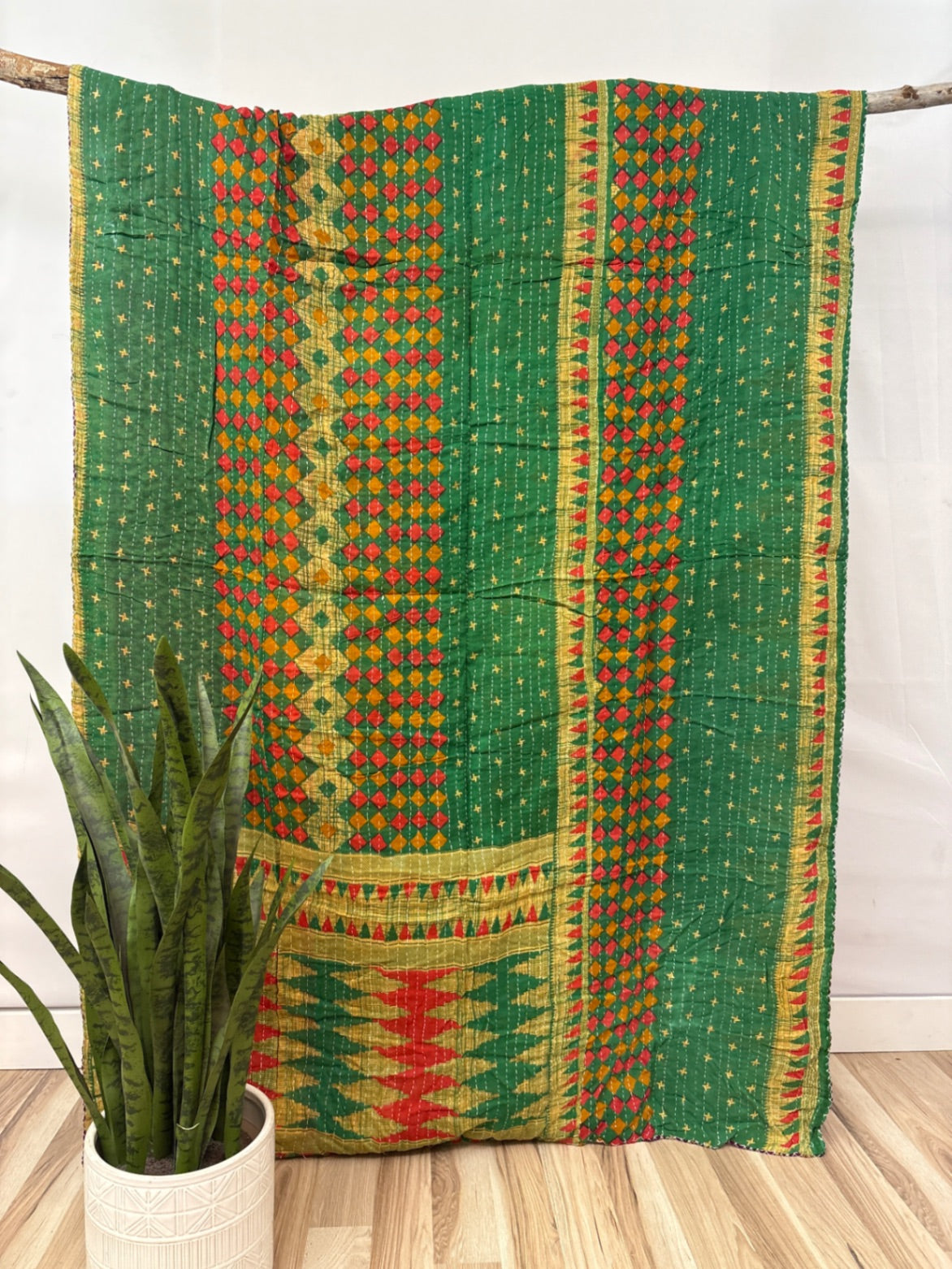 Twin Vintage Cotton Kantha Quilt