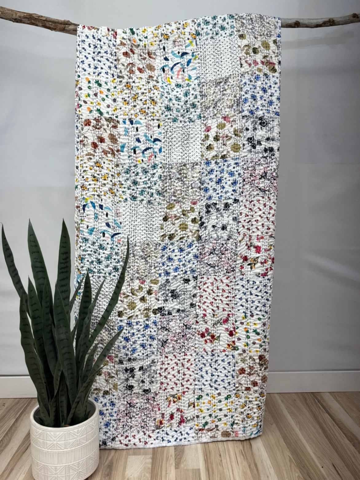 Patchwork Silk Kantha Quilt Twin