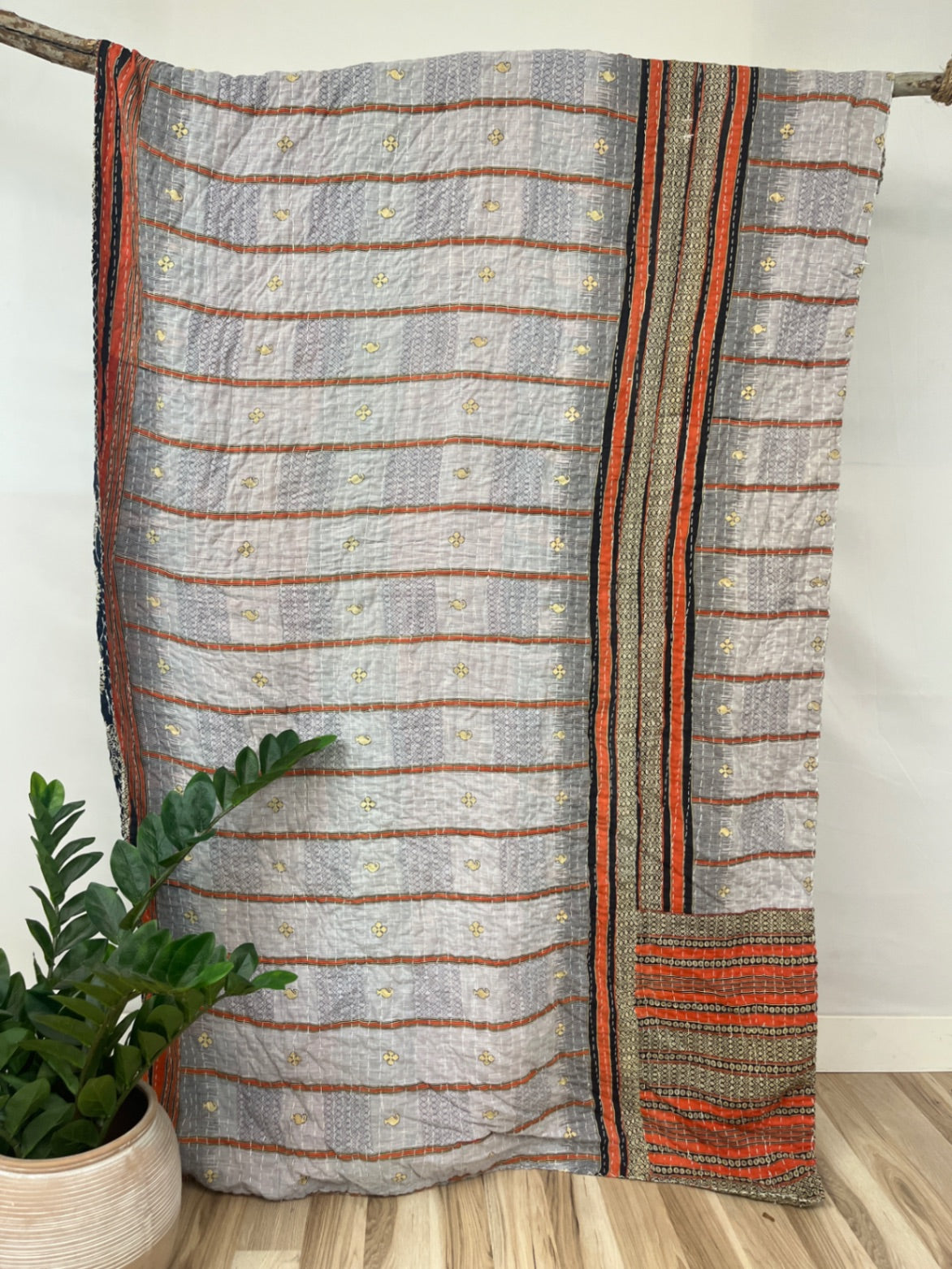 Twin Vintage Cotton Kantha Quilt