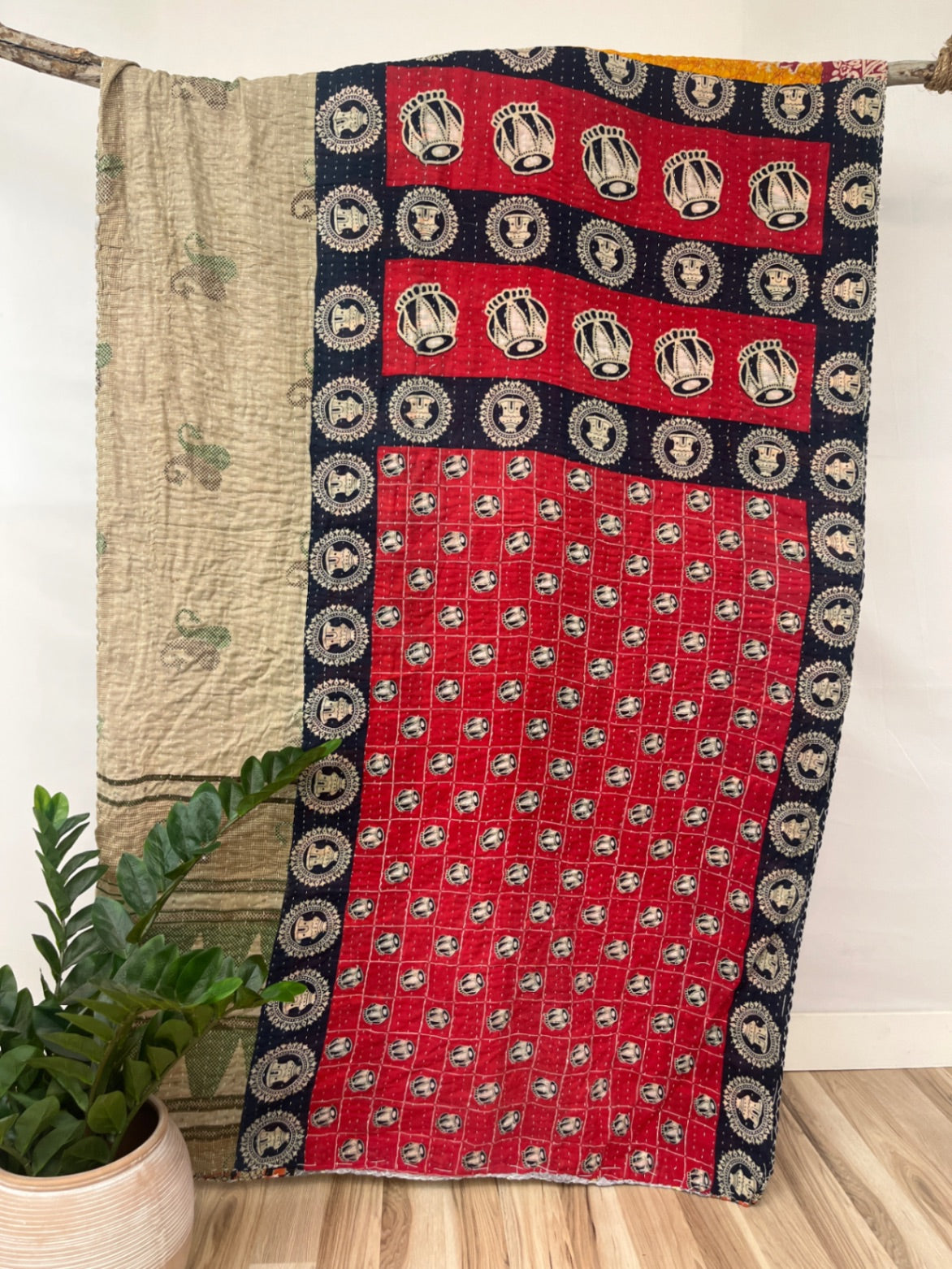 Twin Vintage Cotton Kantha Quilt