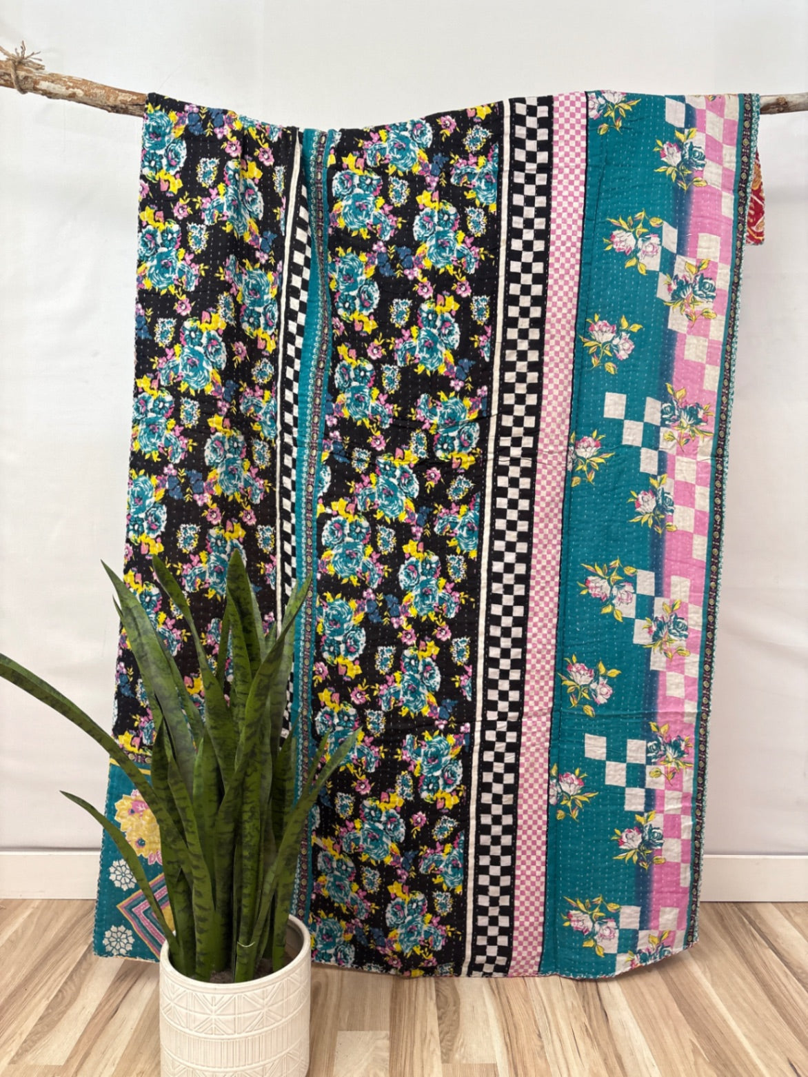 Twin Vintage Cotton Kantha Quilt