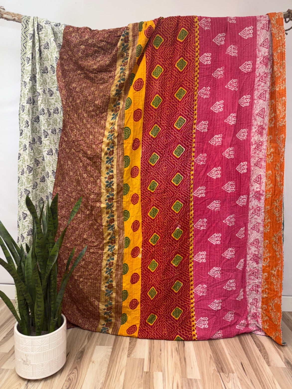 Queen Vintage Cotton Kantha Quilt