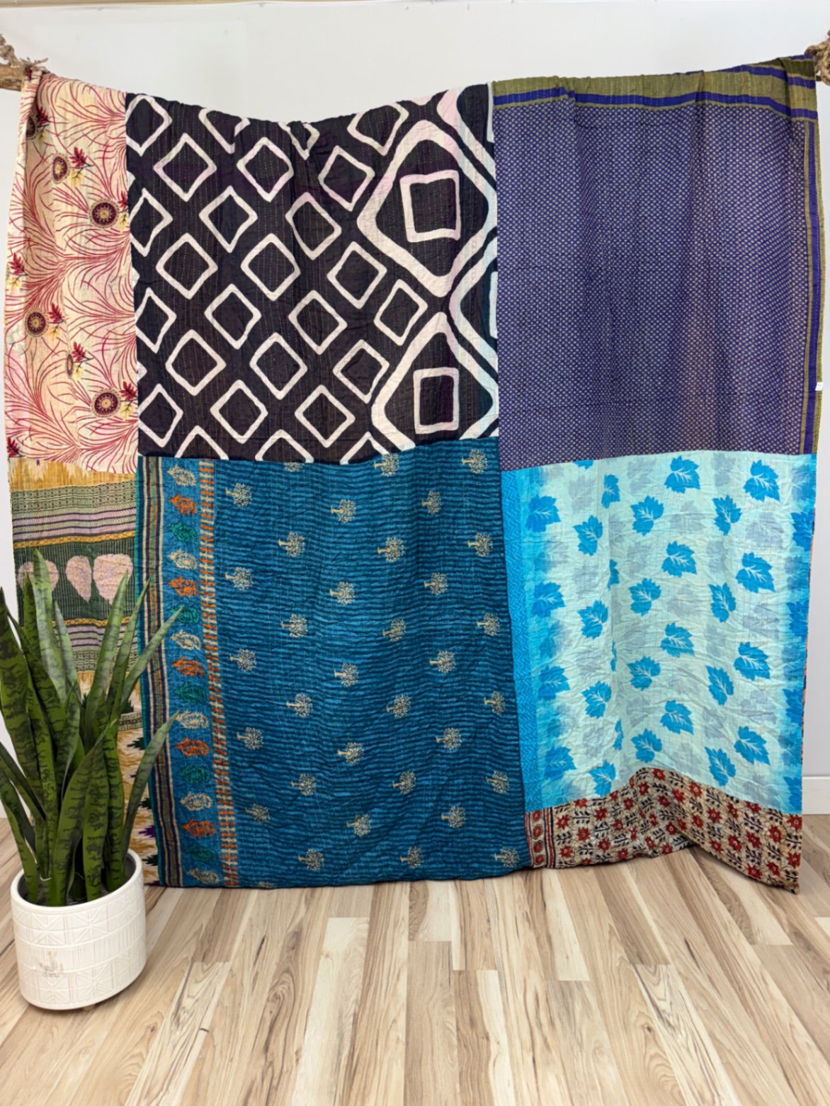 Queen Vintage Cotton Kantha Quilt