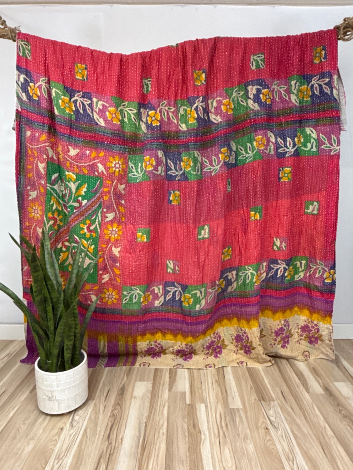 Queen Vintage Cotton Kantha Quilt
