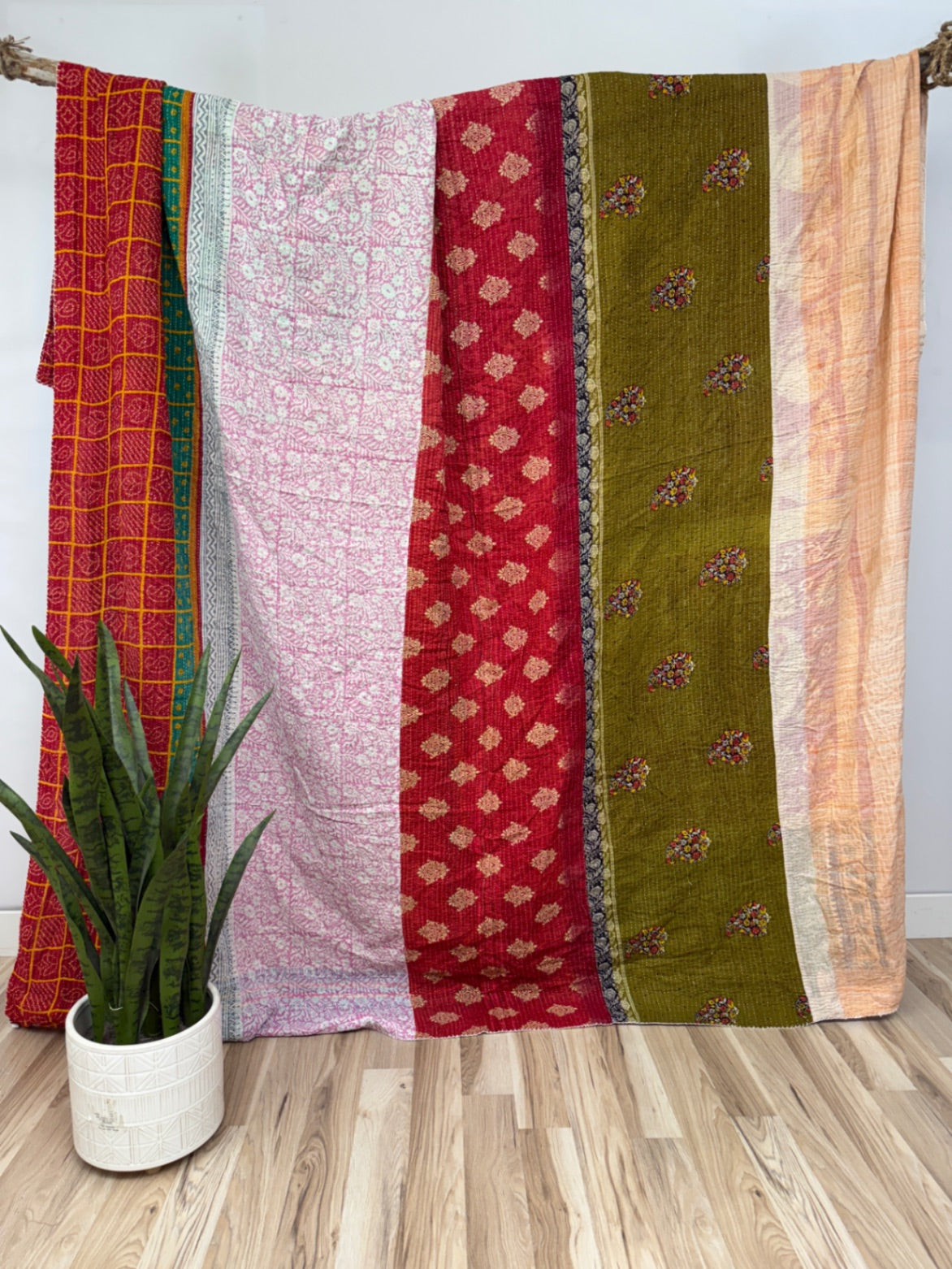 Queen Vintage Cotton Kantha Quilt