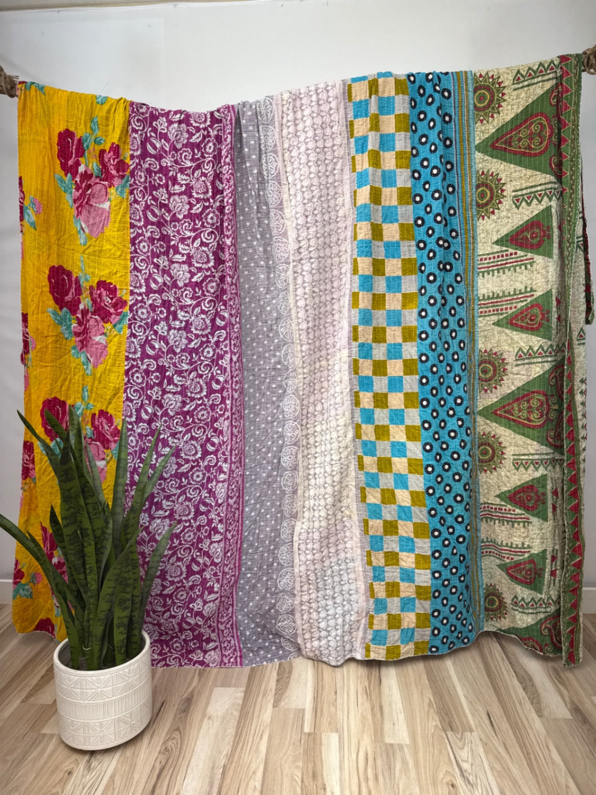 King Vintage Cotton Kantha Quilt